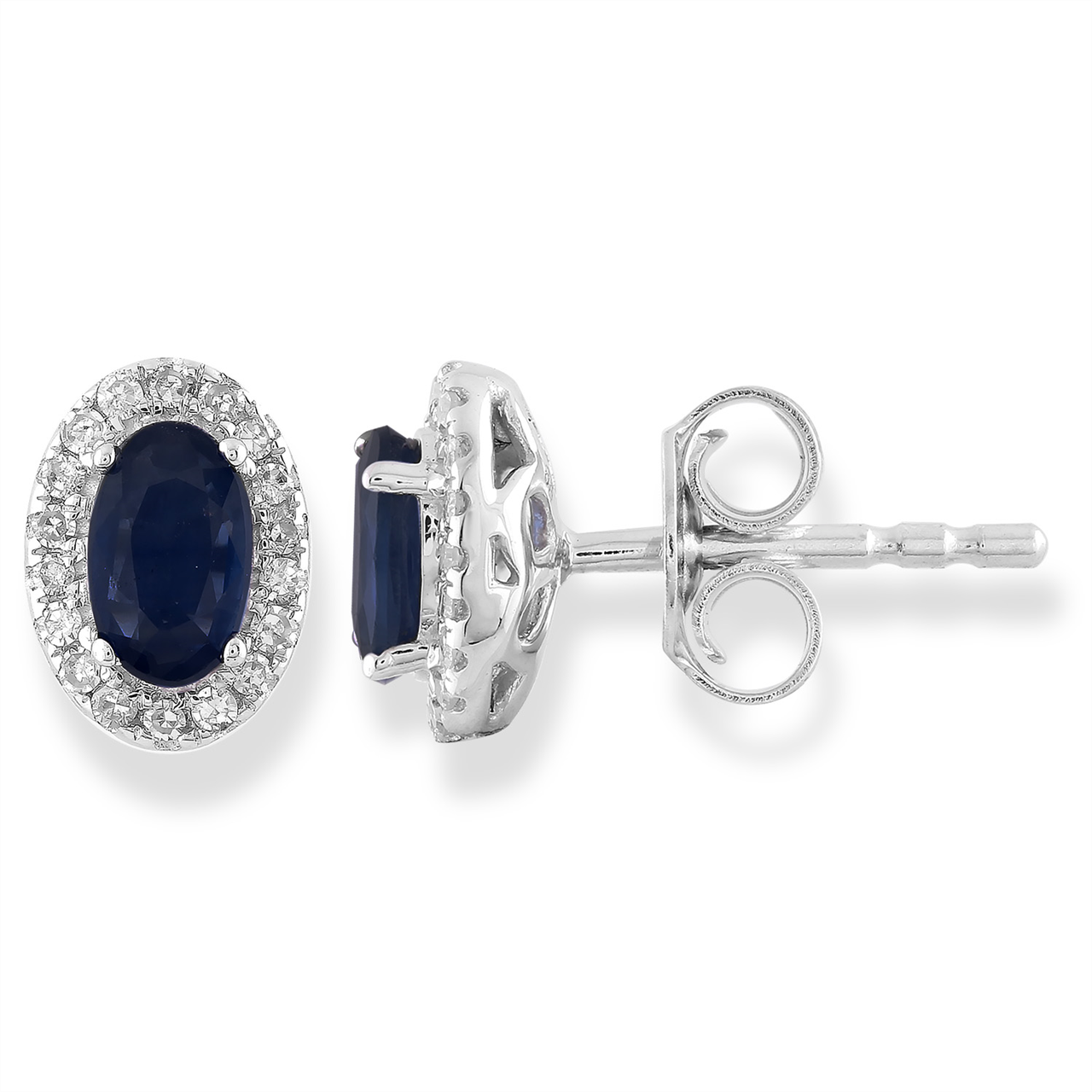 Leon Baker 9K White Gold Diamond and Sapphire Earrings