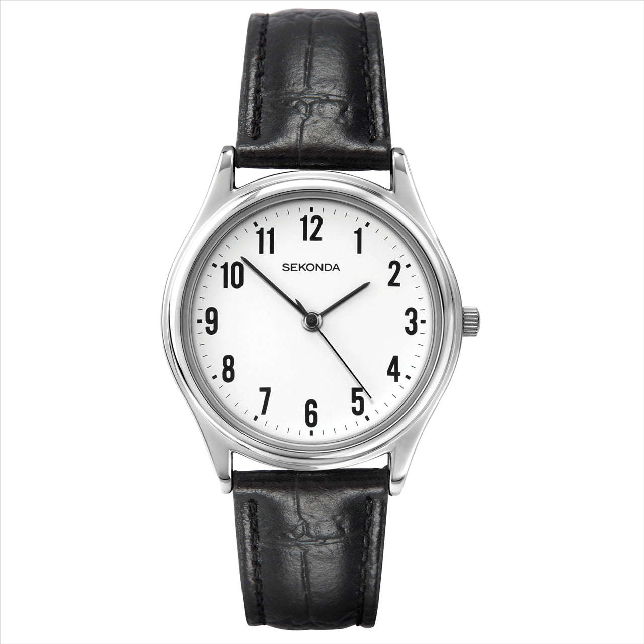 Sekonda Steel Colour White Dial Black Strap 30mm
