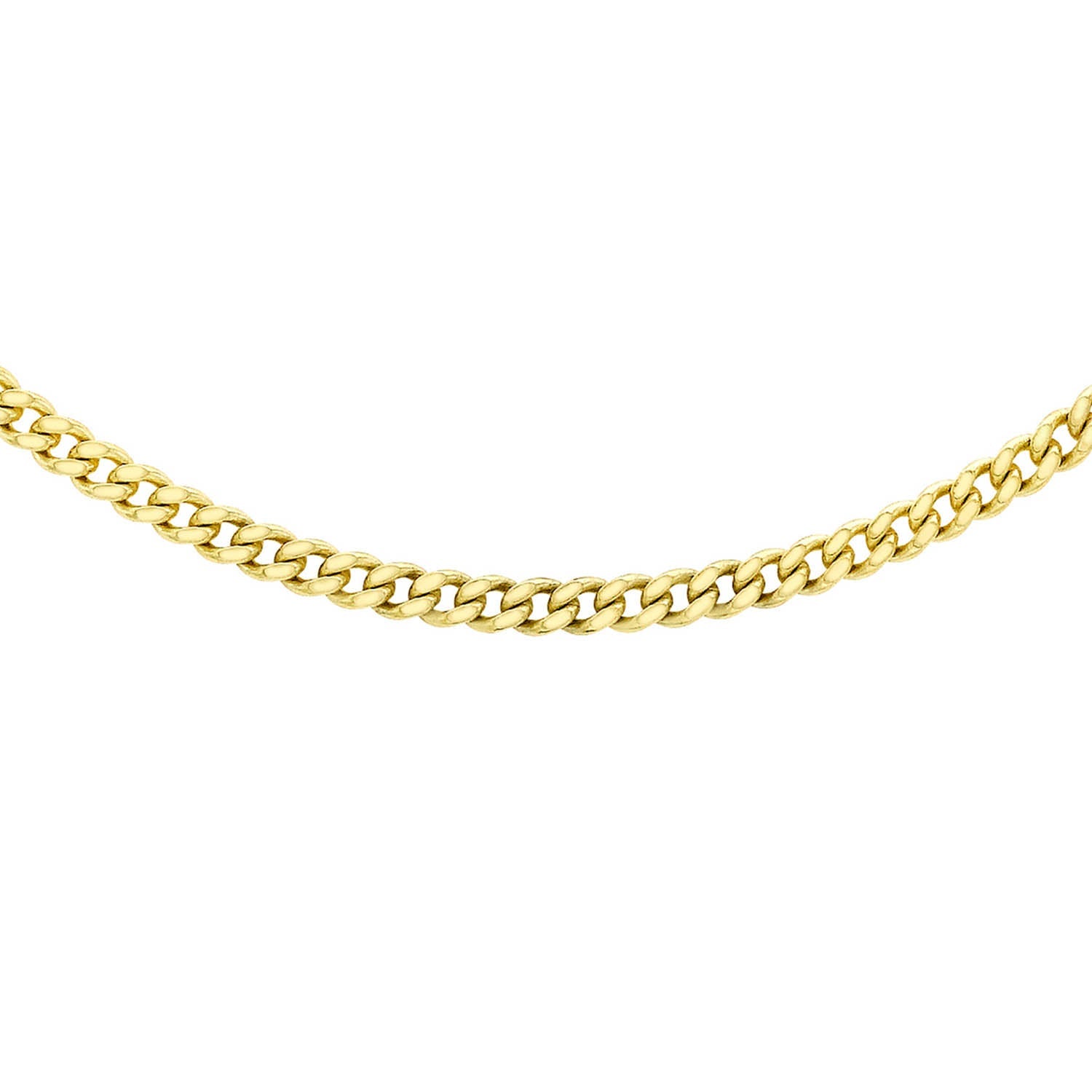 9K Yellow Gold Solid Cut Curb Chain 50cm
