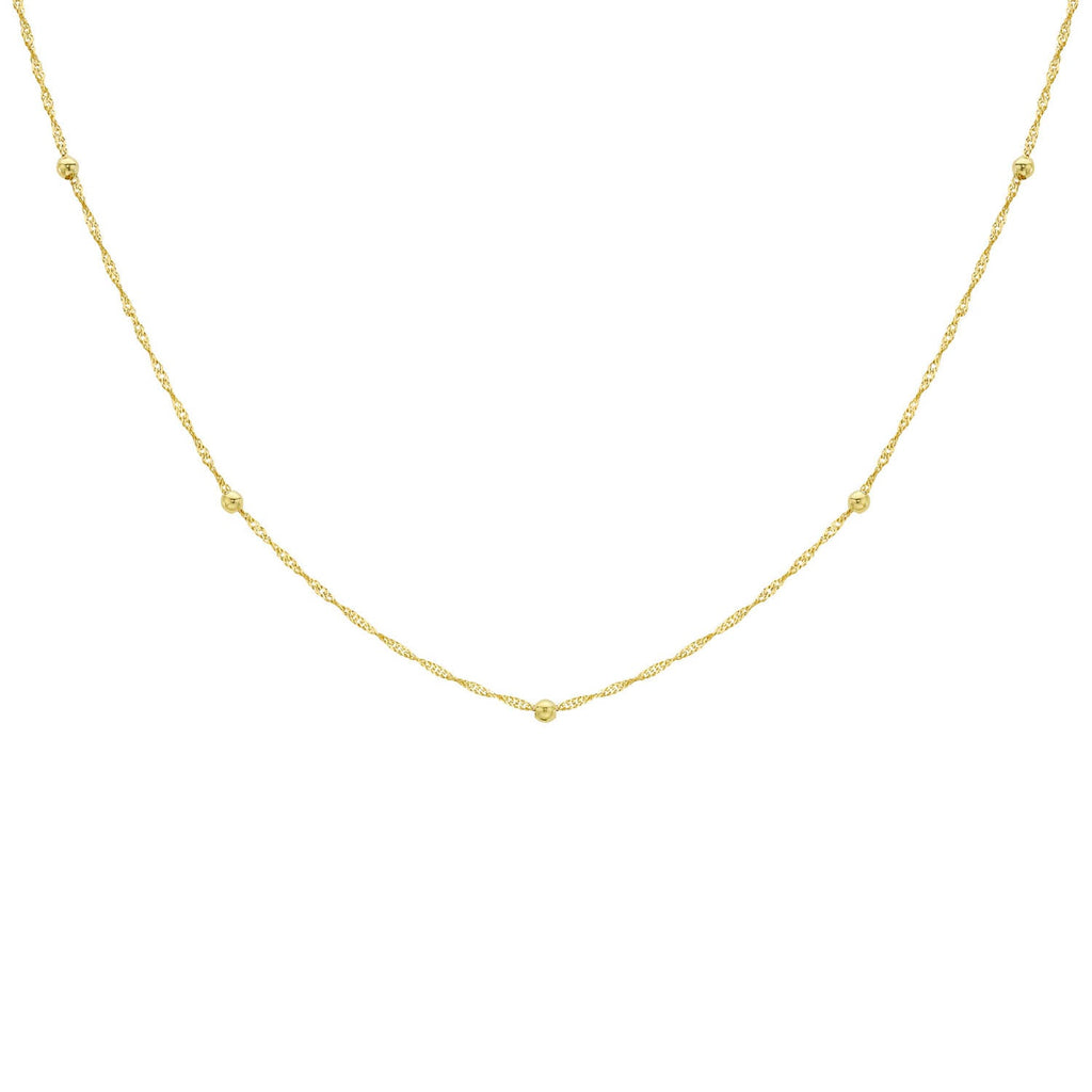 9K Yellow Gold Solid Ball Twist Necklace 45cm