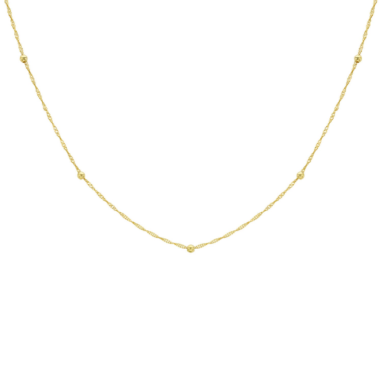 9K Yellow Gold Solid Ball Twist Necklace 45cm