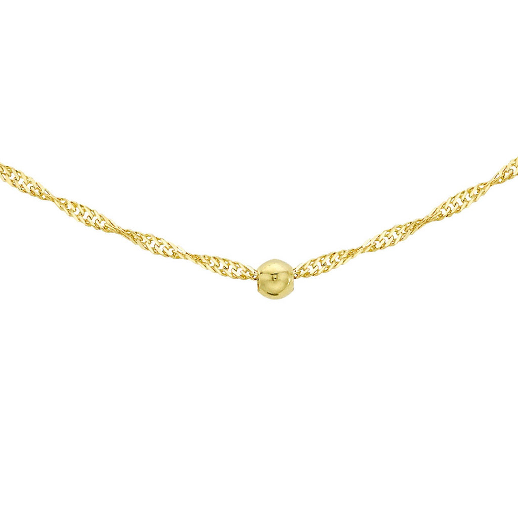 9K Yellow Gold Solid Ball Twist Necklace 45cm