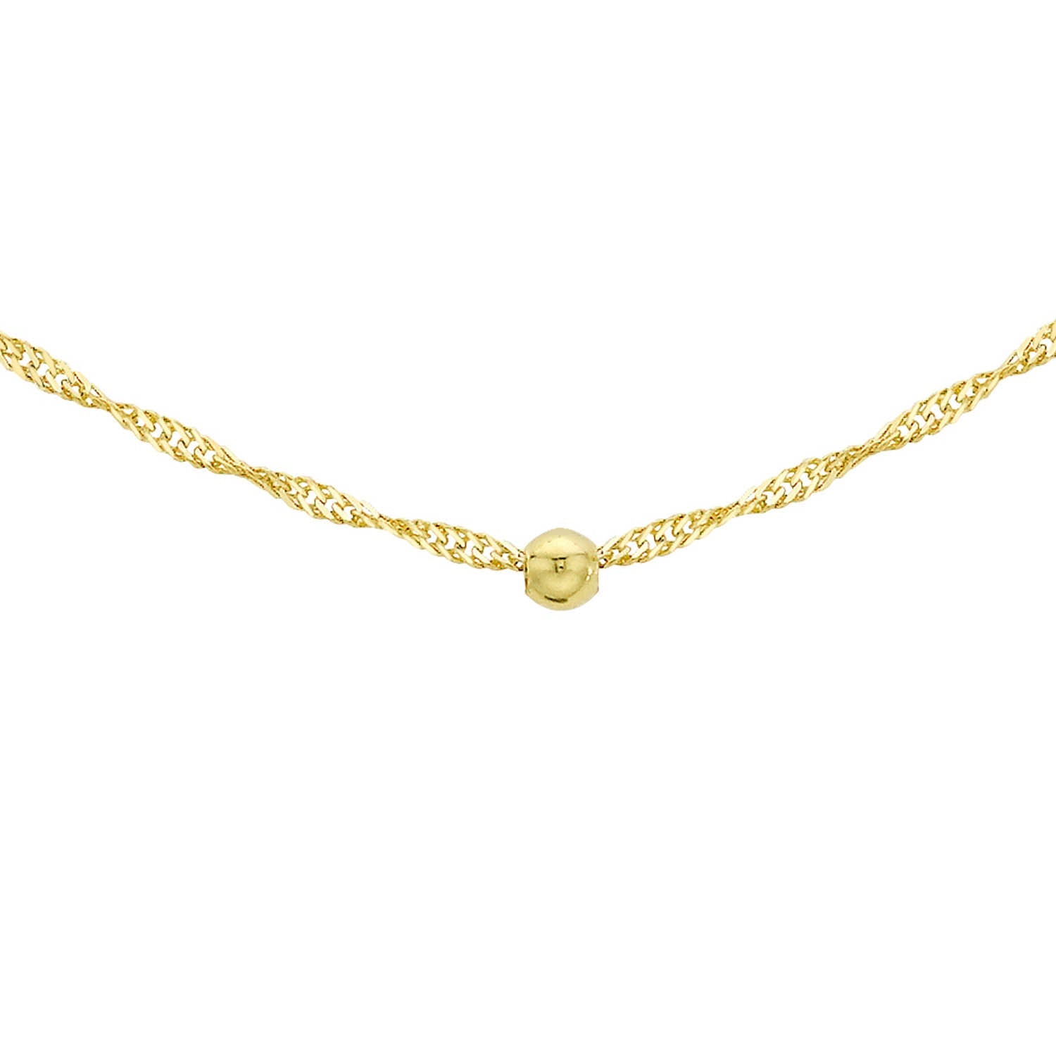 9K Yellow Gold Solid Ball Twist Necklace 45cm
