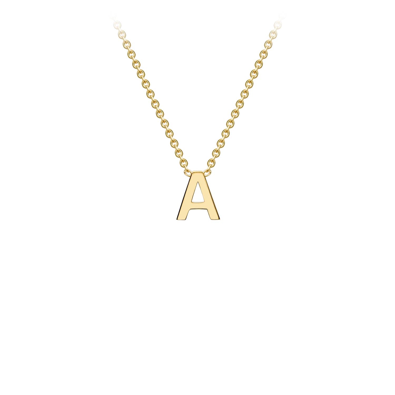 9K Yellow Gold 'A' Initial Adjustable Letter Necklace 38/43cm
