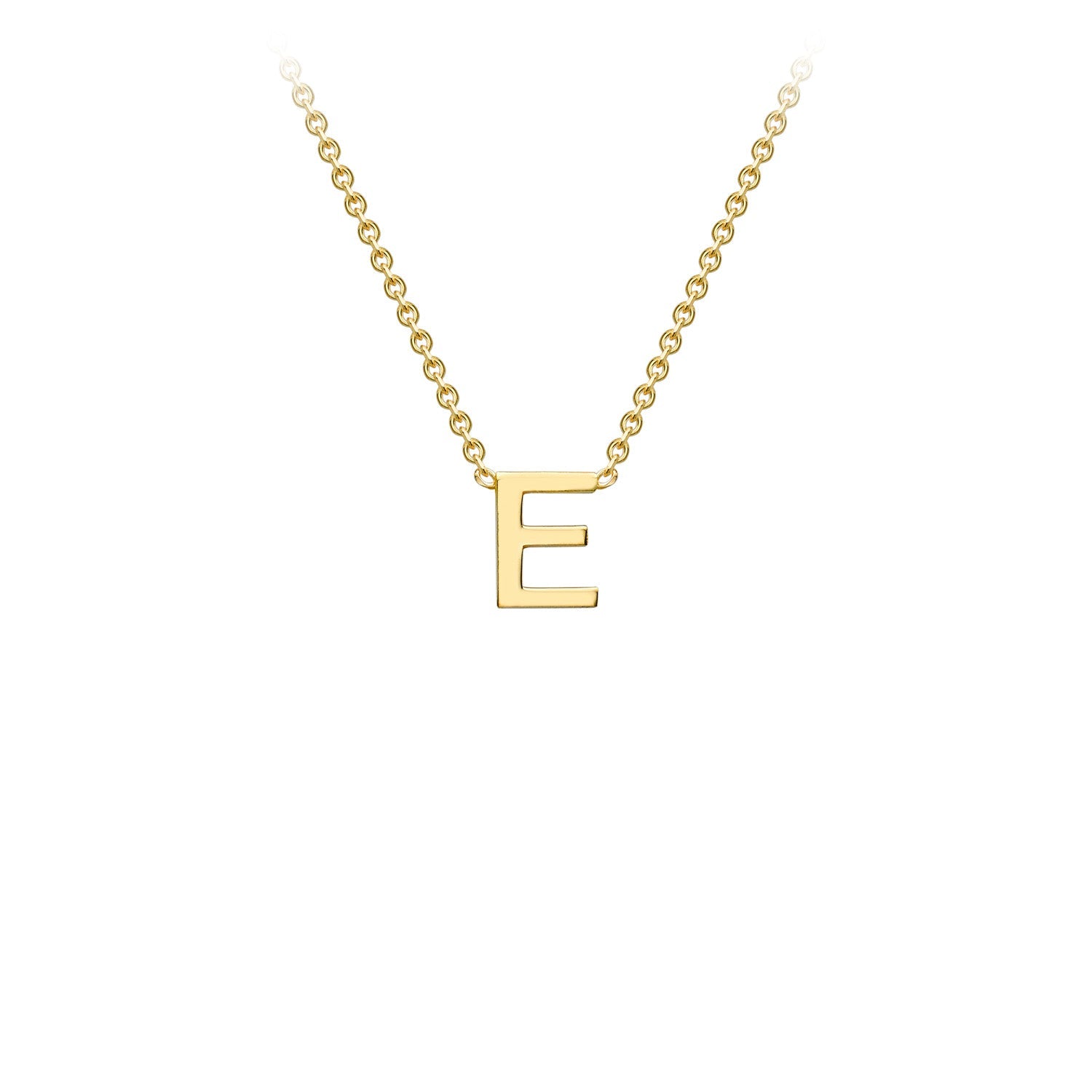 9K Yellow Gold 'E' Initial Adjustable Letter Necklace 38/43cm