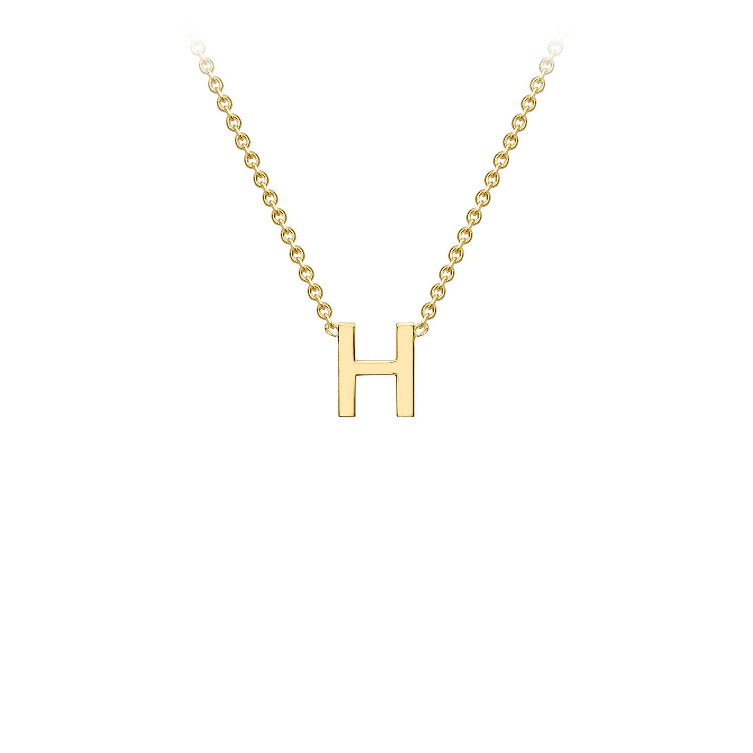 9K Yellow Gold 'H' Initial Adjustable Letter Necklace 38/43cm