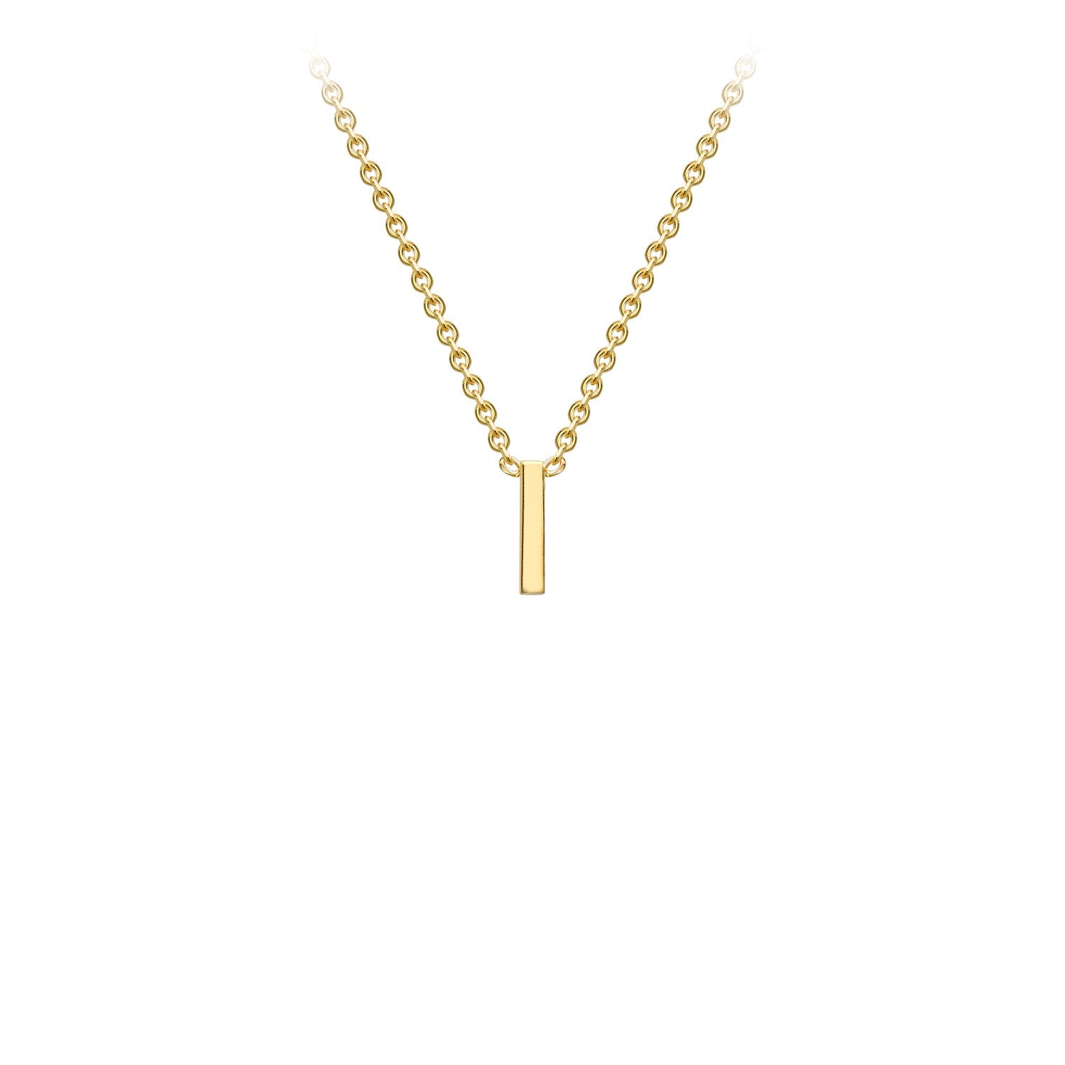 9K Yellow Gold 'I' Initial Adjustable Letter Necklace 38/43cm