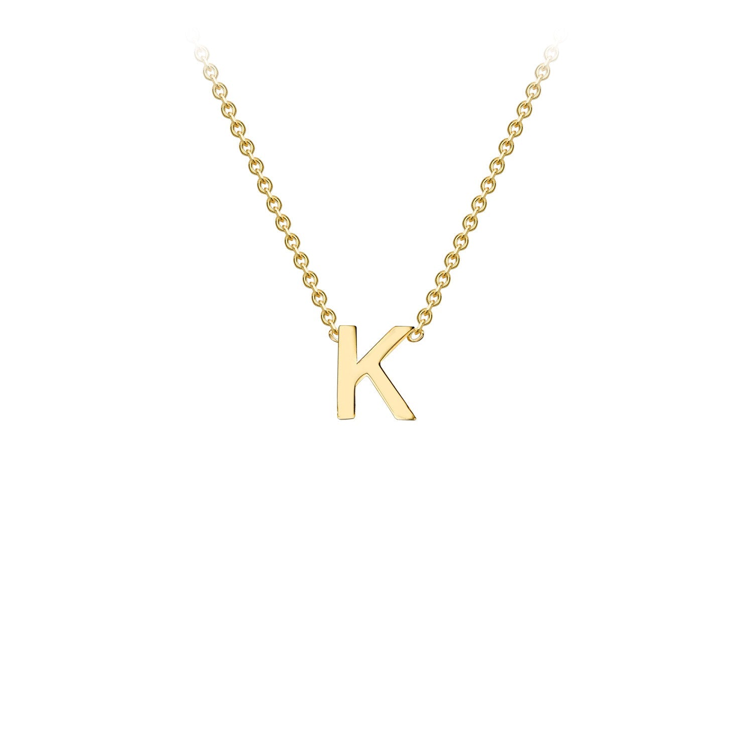 9K Yellow Gold 'K' Initial Adjustable Letter Necklace 38/43cm