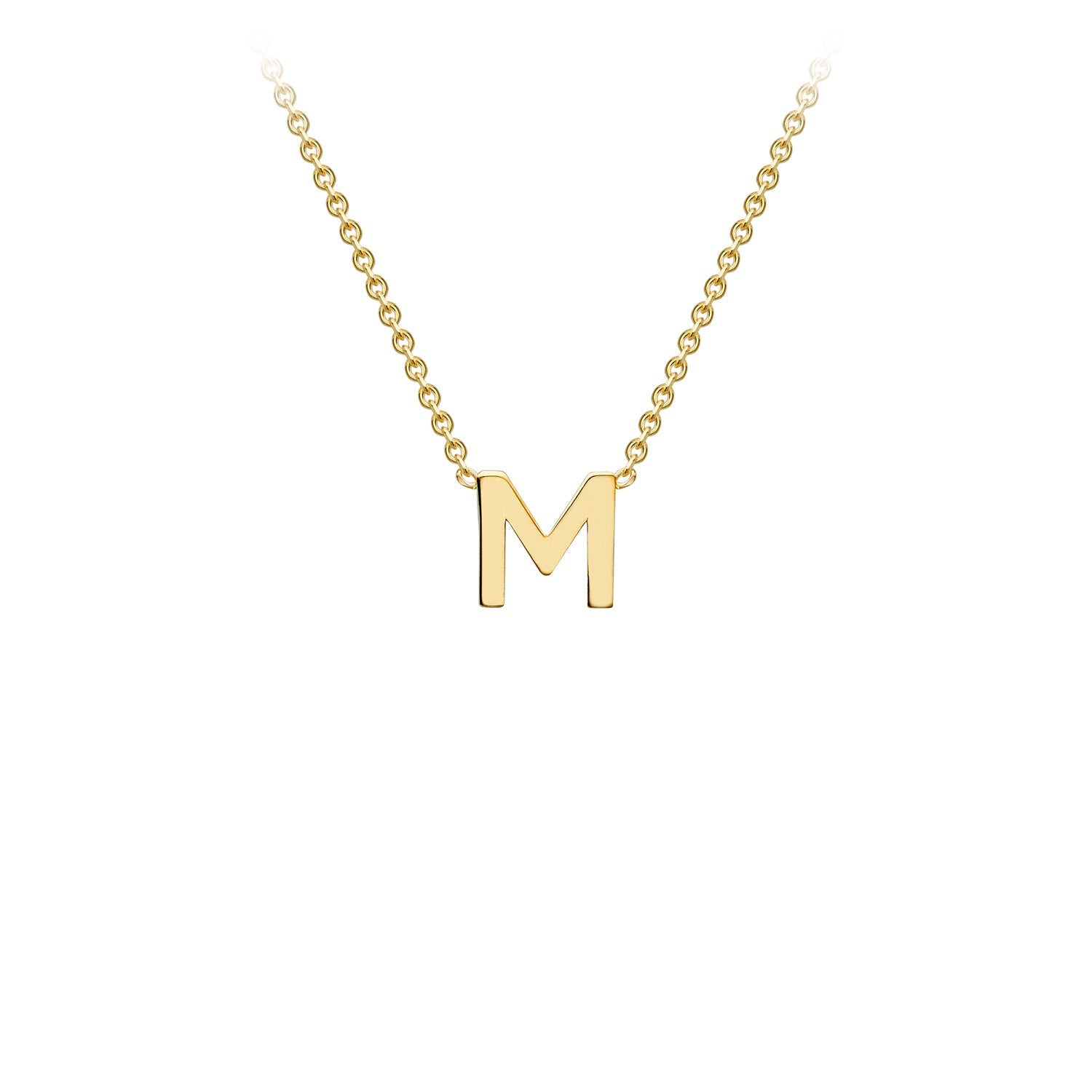 9K Yellow Gold 'M' Initial Adjustable Letter Necklace 38/43cm