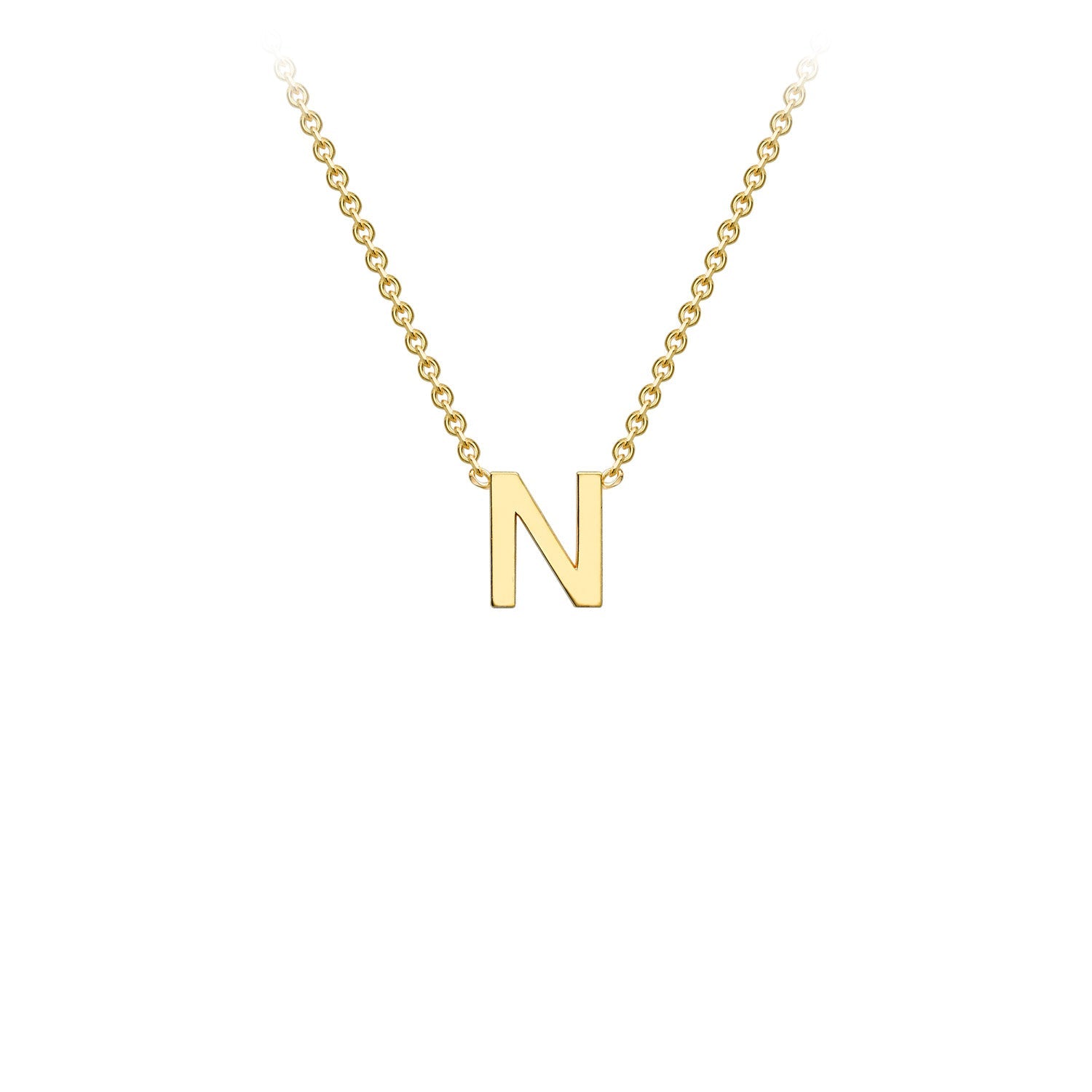 9K Yellow Gold 'N' Initial Adjustable Letter Necklace 38/43cm