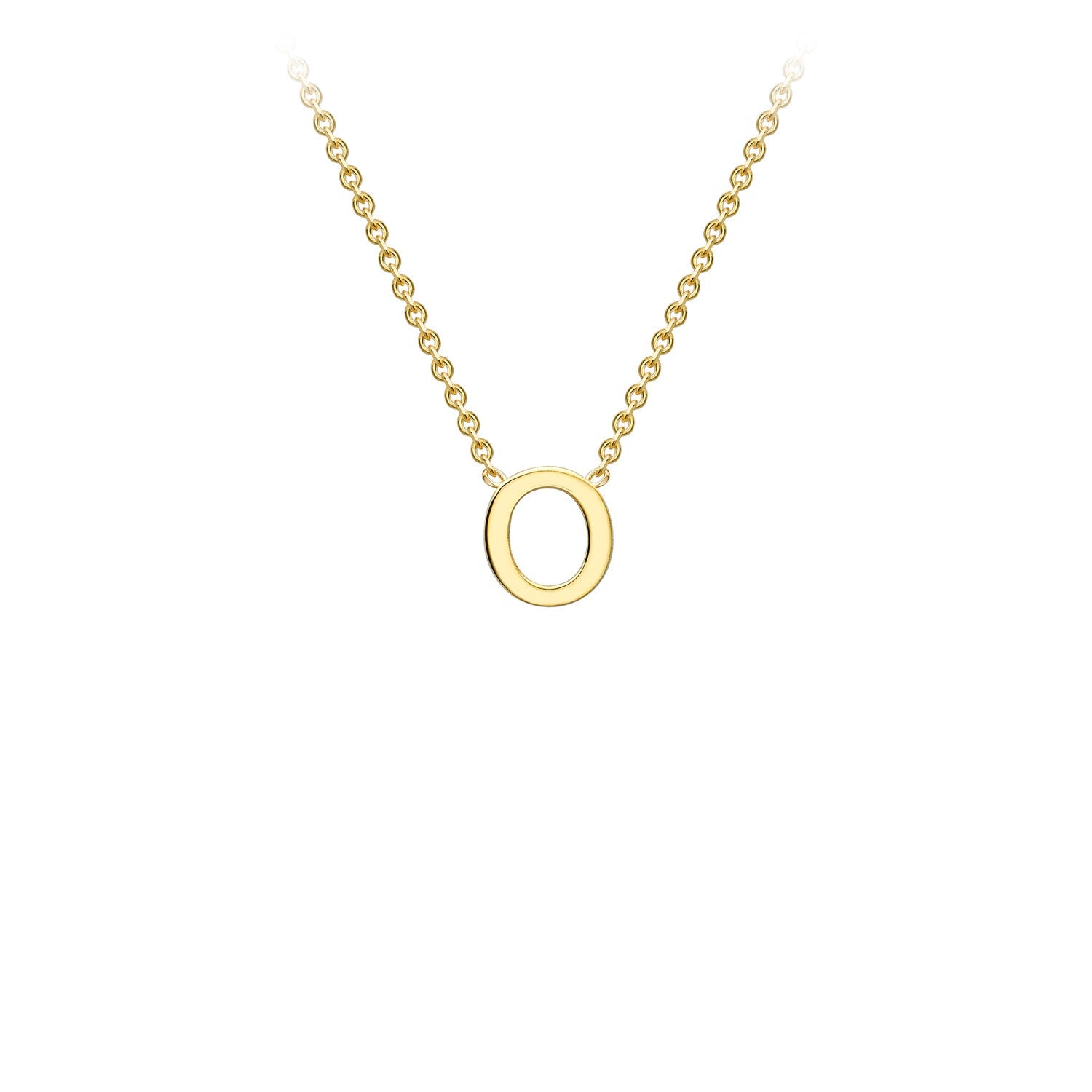 9K Yellow Gold 'O' Initial Adjustable Letter Necklace 38/43cm