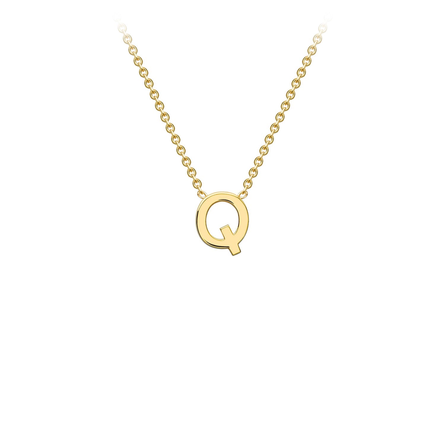 9K Yellow Gold 'Q' Initial Adjustable Letter Necklace 38/43cm