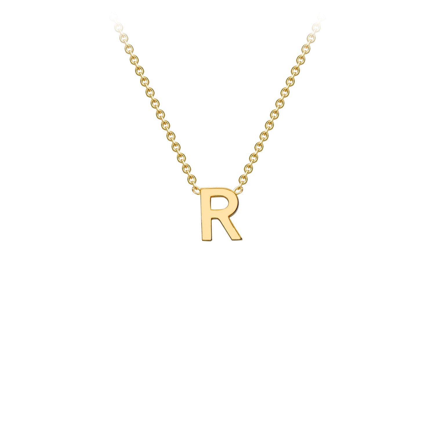 9K Yellow Gold 'R' Initial Adjustable Letter Necklace 38/43cm