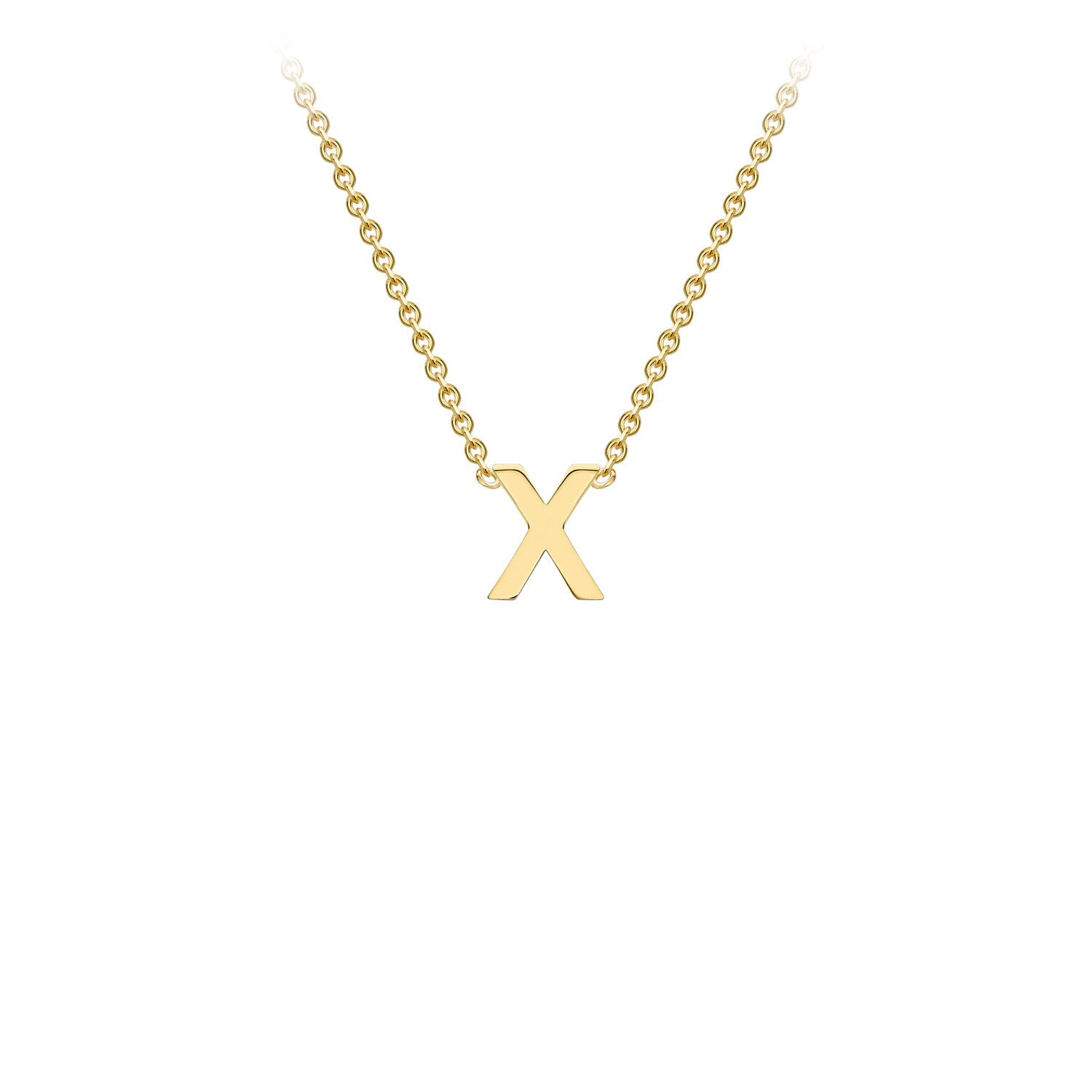 9K Yellow Gold 'X' Initial Adjustable Letter Necklace 38/43cm
