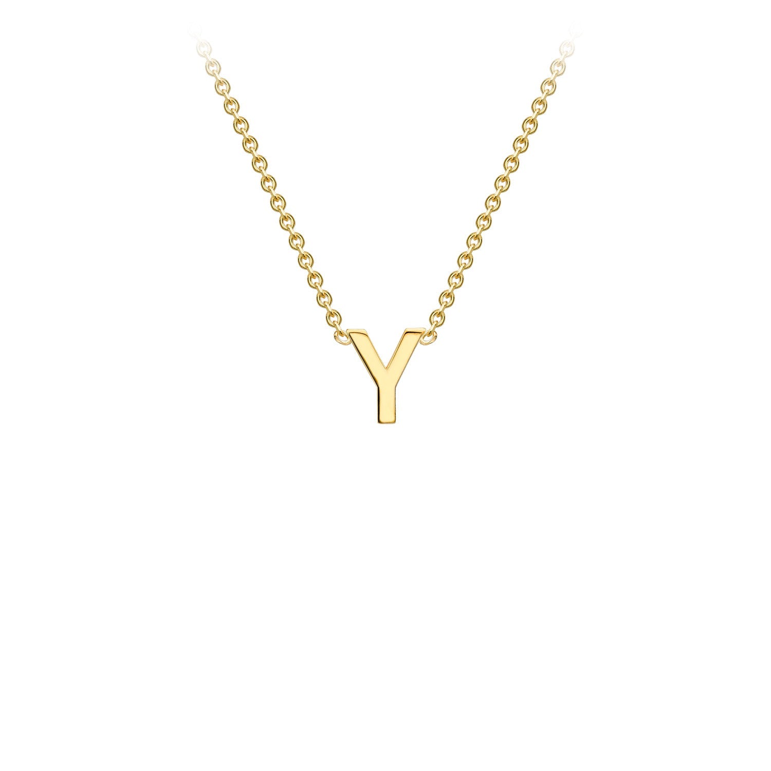 9K Yellow Gold 'Y' Initial Adjustable Letter Necklace 38/43cm