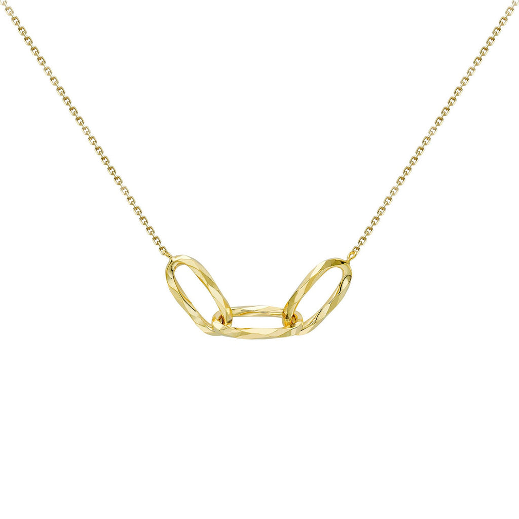 9K Yellow Gold Diamond Cut Oval Necklace 43-46cm