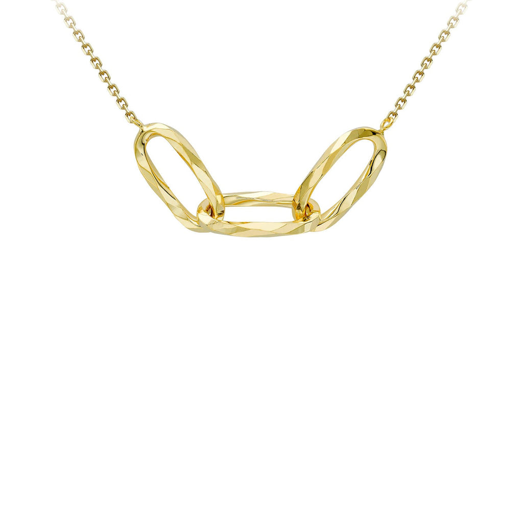 9K Yellow Gold Diamond Cut Oval Necklace 43-46cm