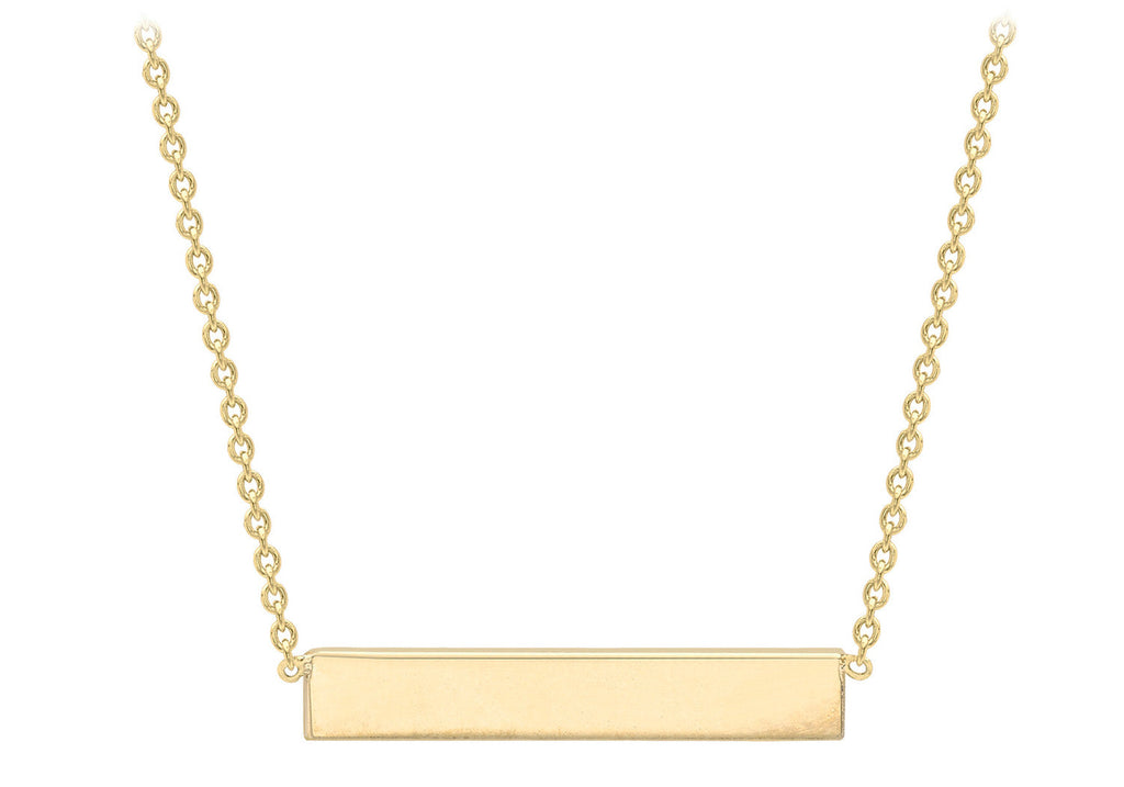 9K Yellow Gold 22mm x 3mm Horizontal-Bar Adjustable Necklace 41cm-43cm