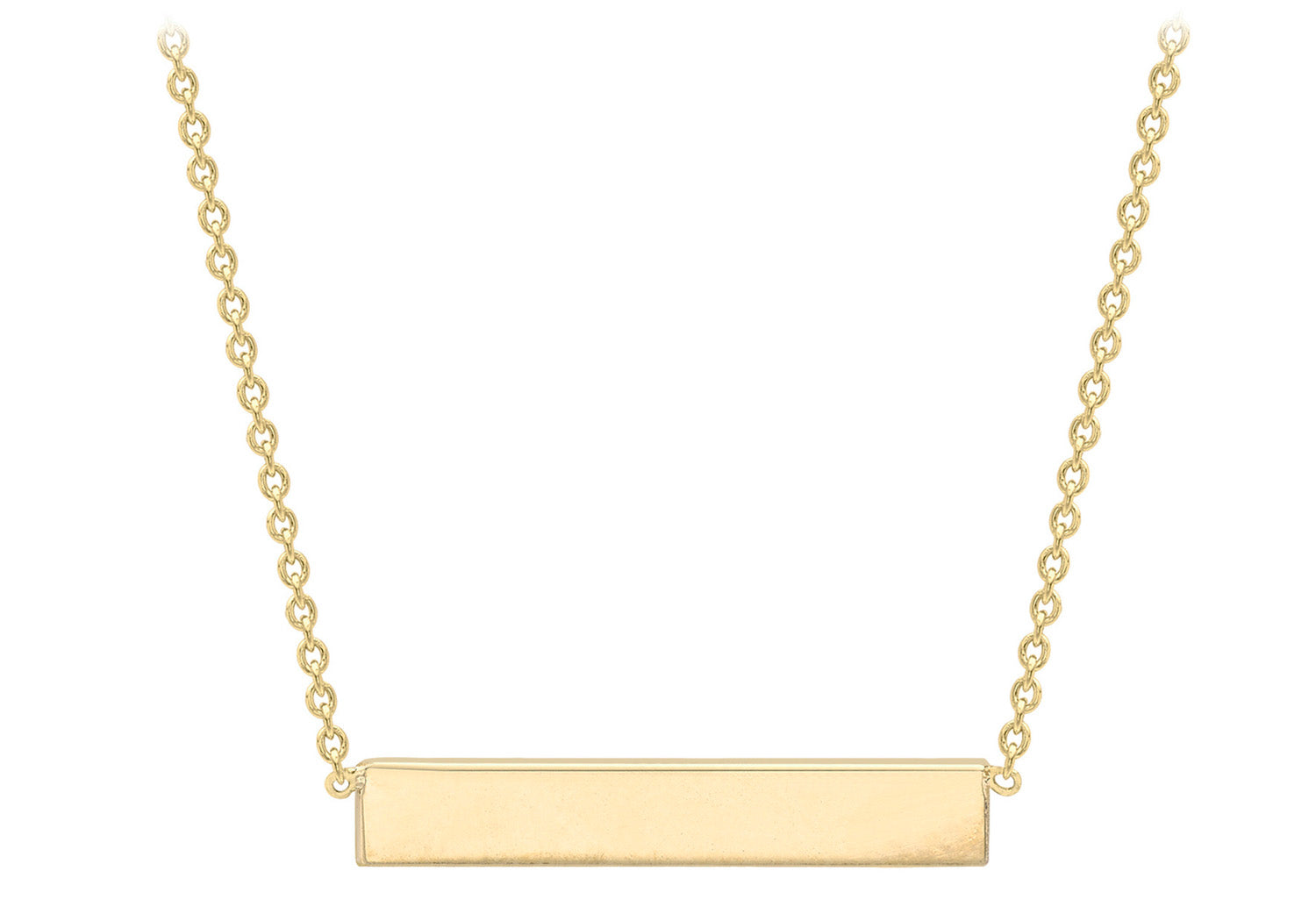9K Yellow Gold 22mm x 3mm Horizontal-Bar Adjustable Necklace 41cm-43cm