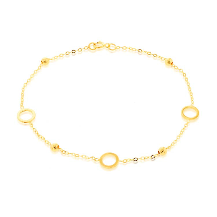 9K Yellow Gold Circle Bead Bracelet 19cm