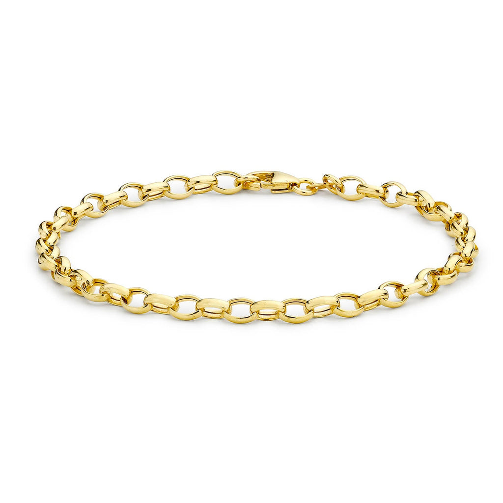9K Yellow Gold Oval Belcher Bracelet 19cm