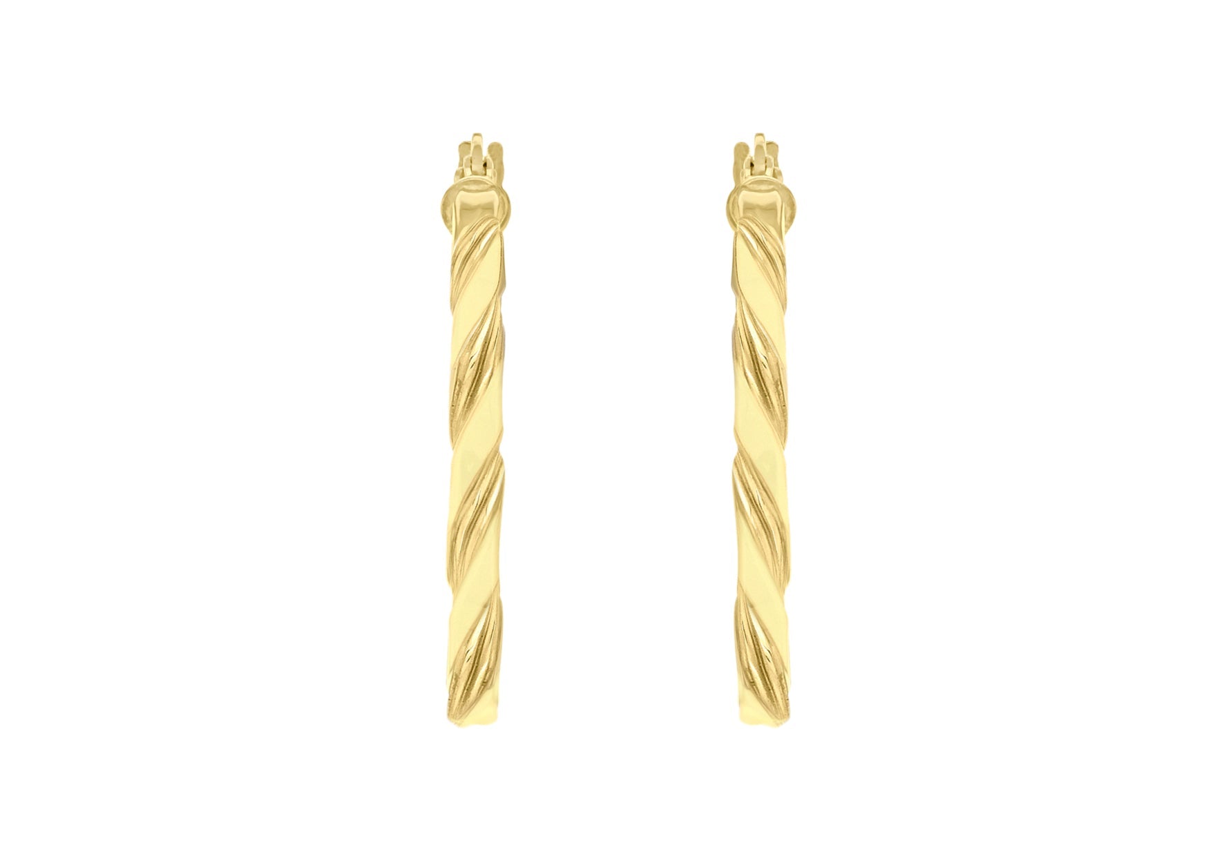 9K Yellow Gold Flat Twist Hoops 20 mm