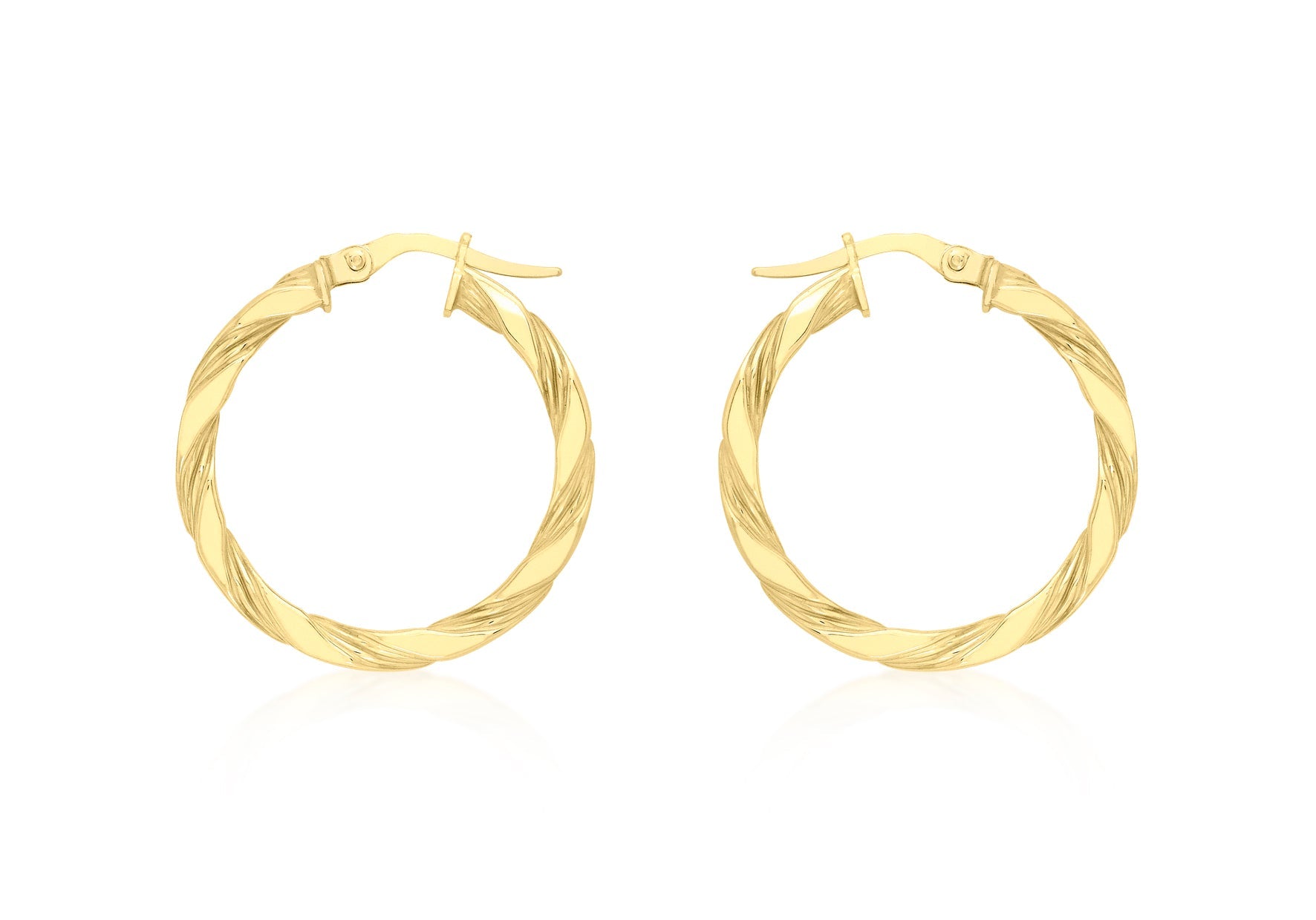 9K Yellow Gold Flat Twist Hoops 20 mm