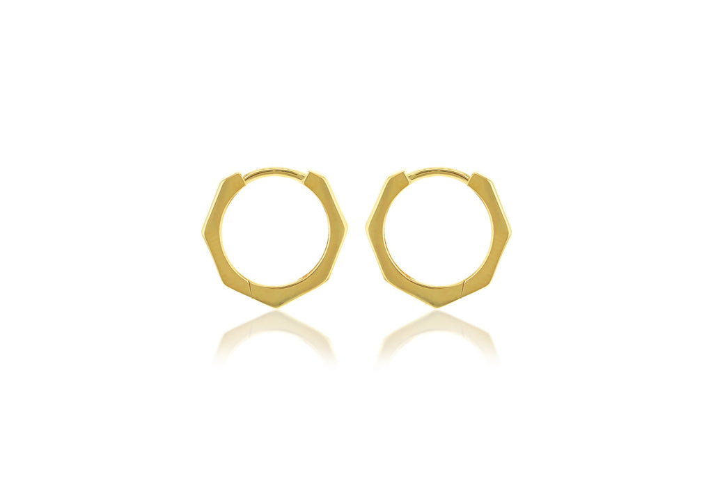 9K Yellow Gold Hexagon Huggies