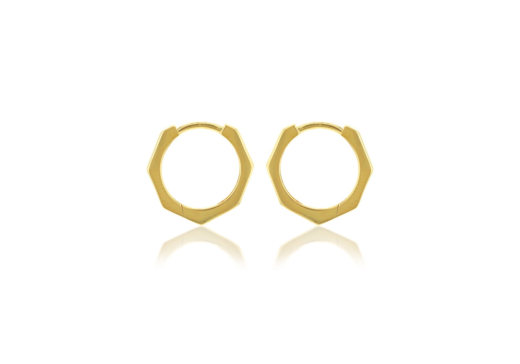 9K Yellow Gold Hexagon Huggies