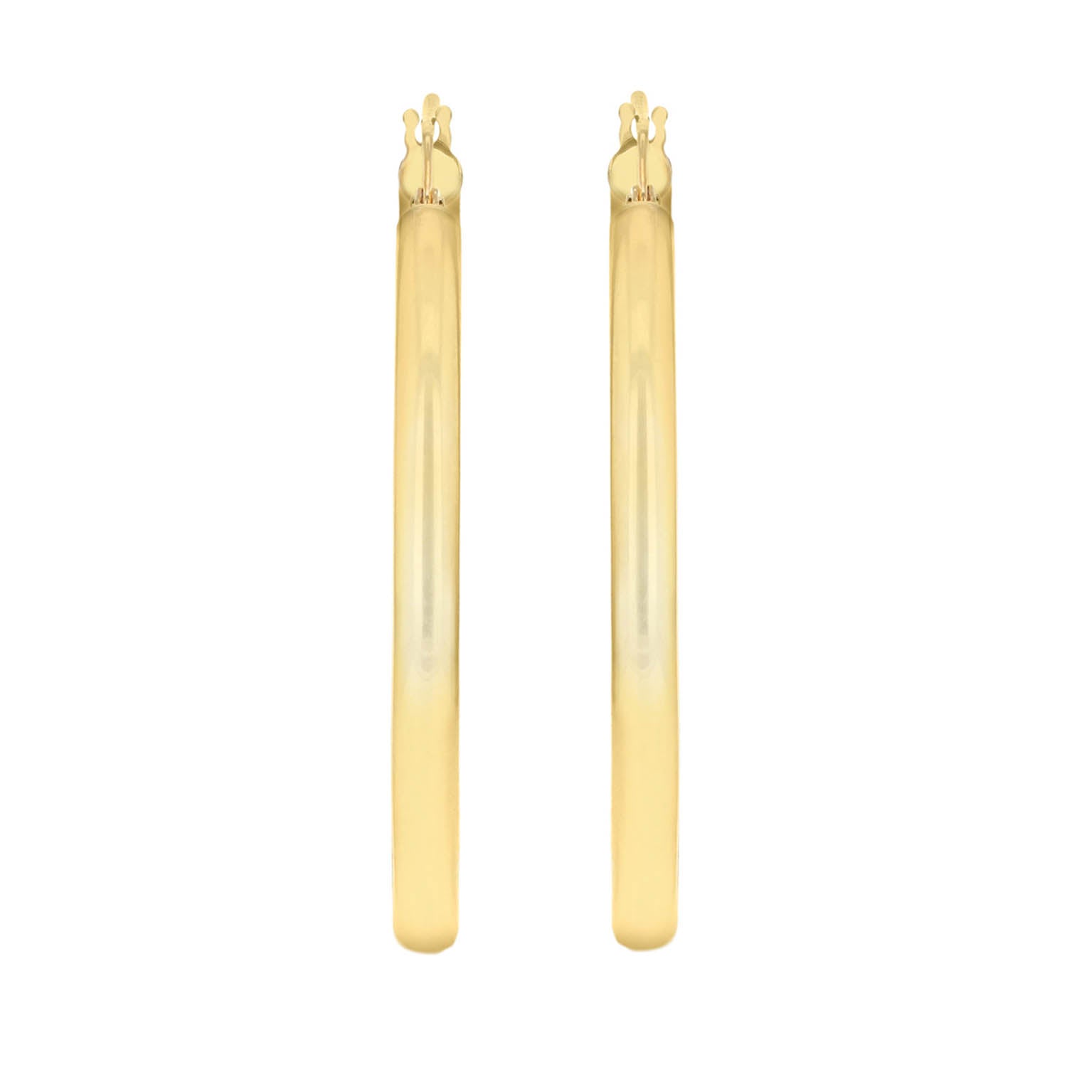 9K Yellow Gold 3mm Round Hoop Earrings 35mm