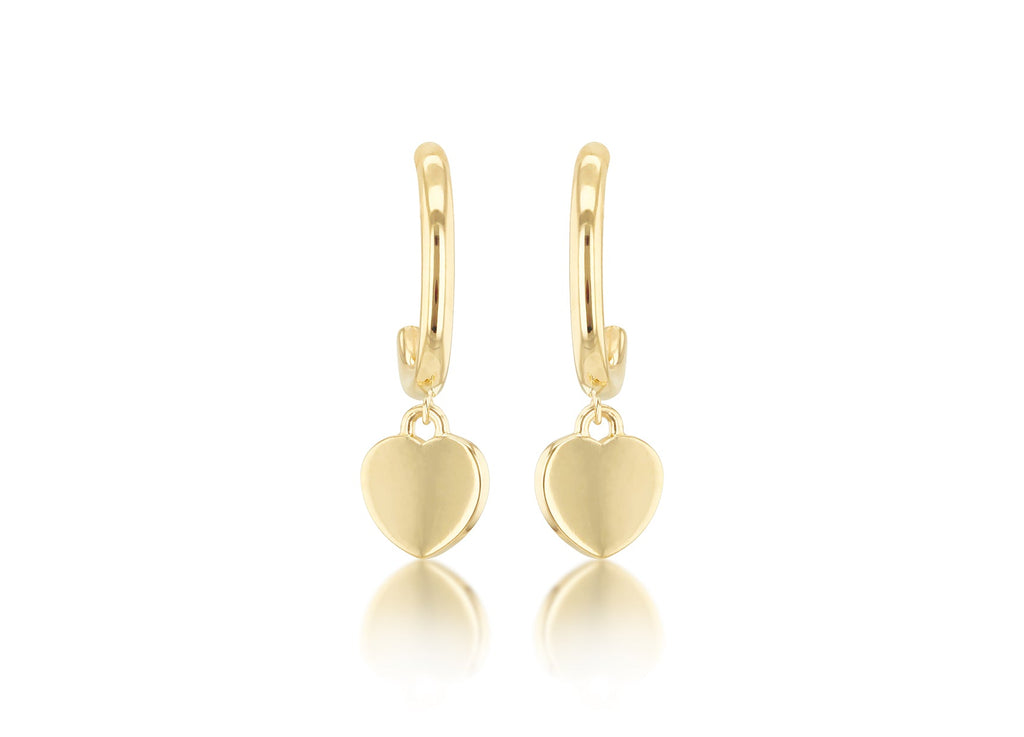 9K Yellow Gold Heart Drop Earring