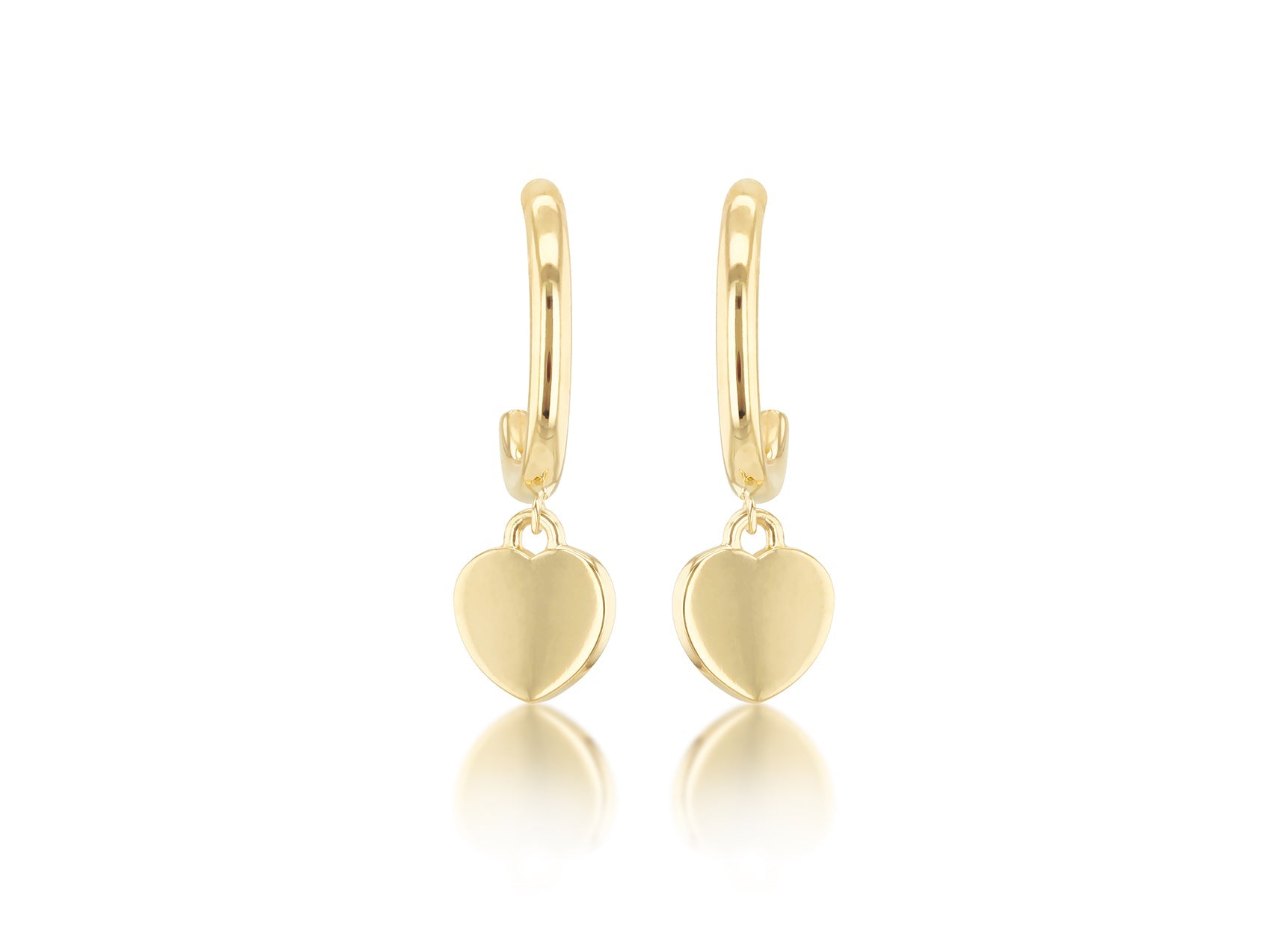 9K Yellow Gold Heart Drop Earring