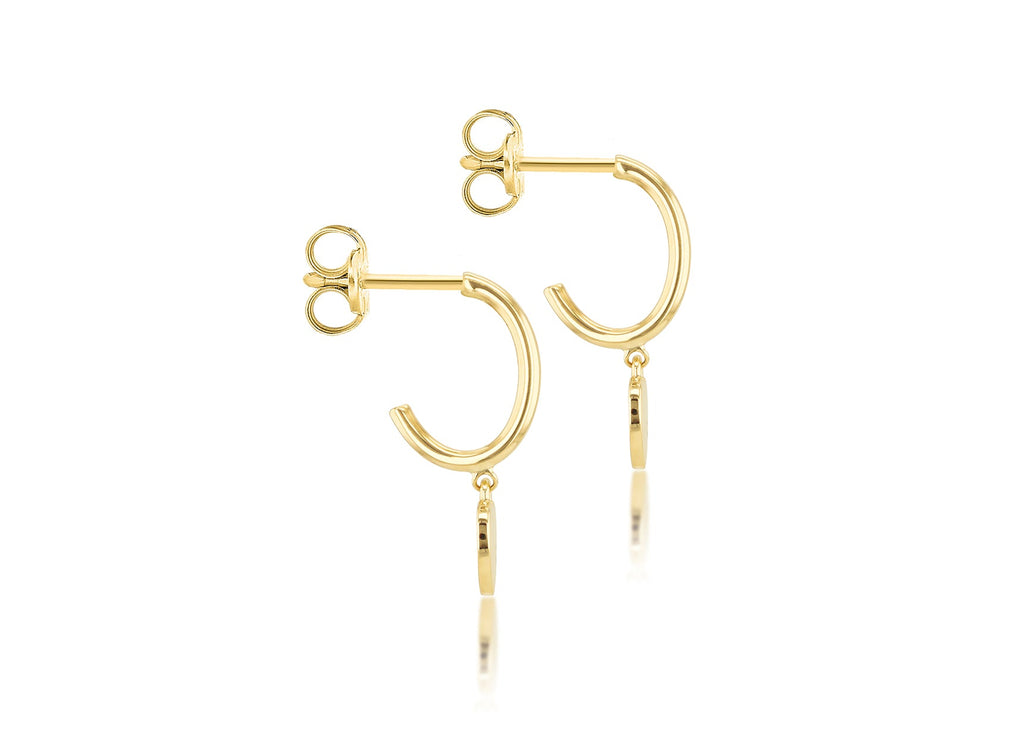 9K Yellow Gold Heart Drop Earring