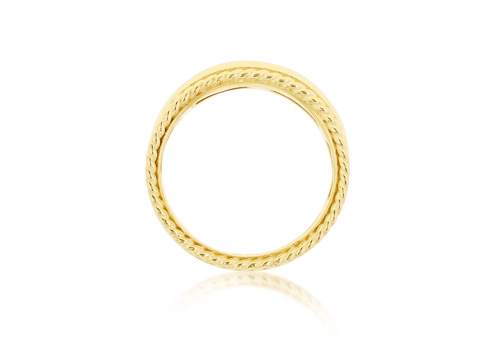 9K Yellow Gold Wide Rope Edge Ring