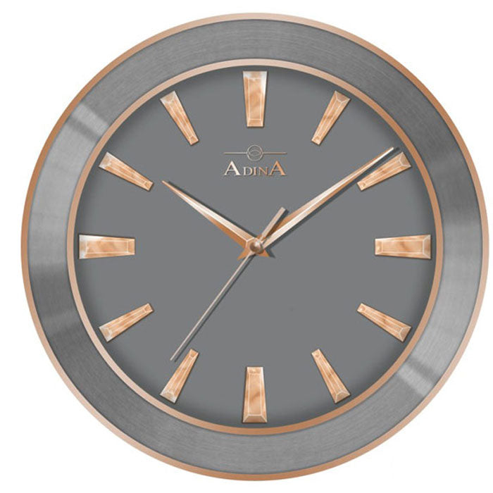 ADINA WALL CLOCK - GREY AND ROSE GOLD