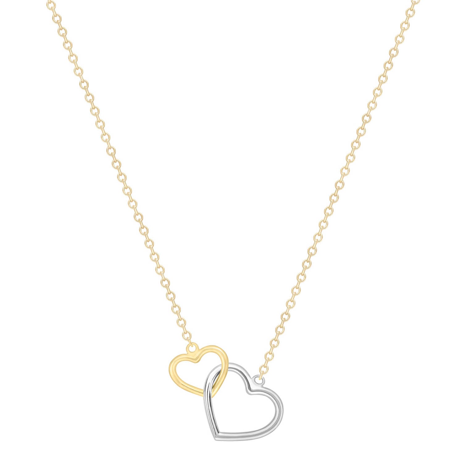 9K Yellow Gold Linked Heart Necklace 43-46cm