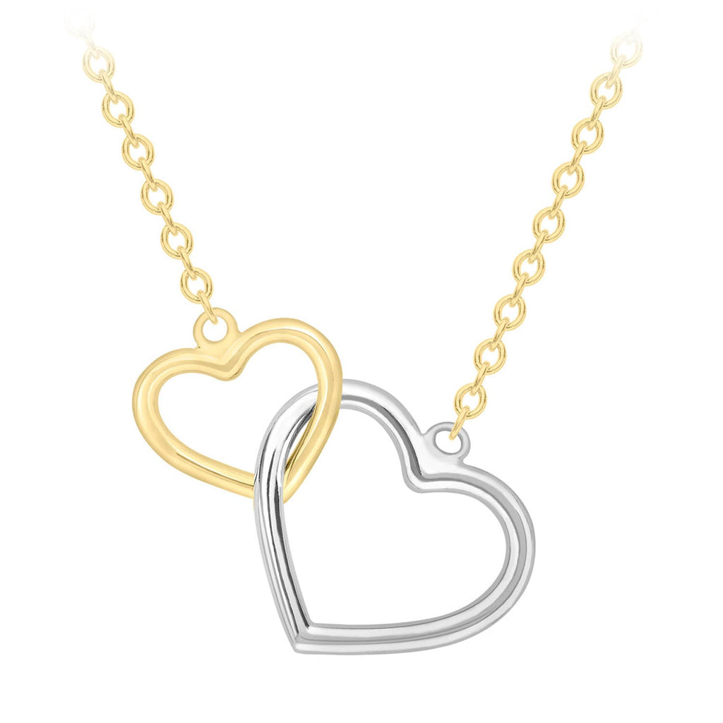 9K Yellow Gold Linked Heart Necklace 43-46cm