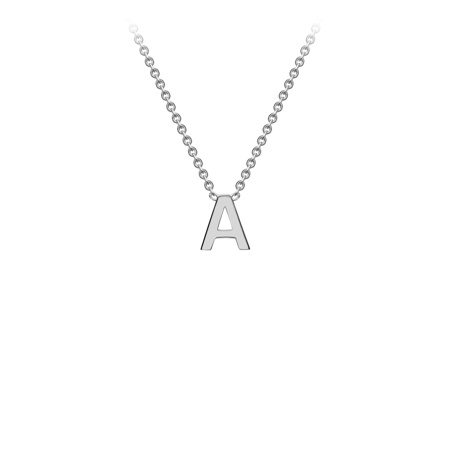 9K White Gold 'A' Initial Adjustable Letter Necklace 38/43cm