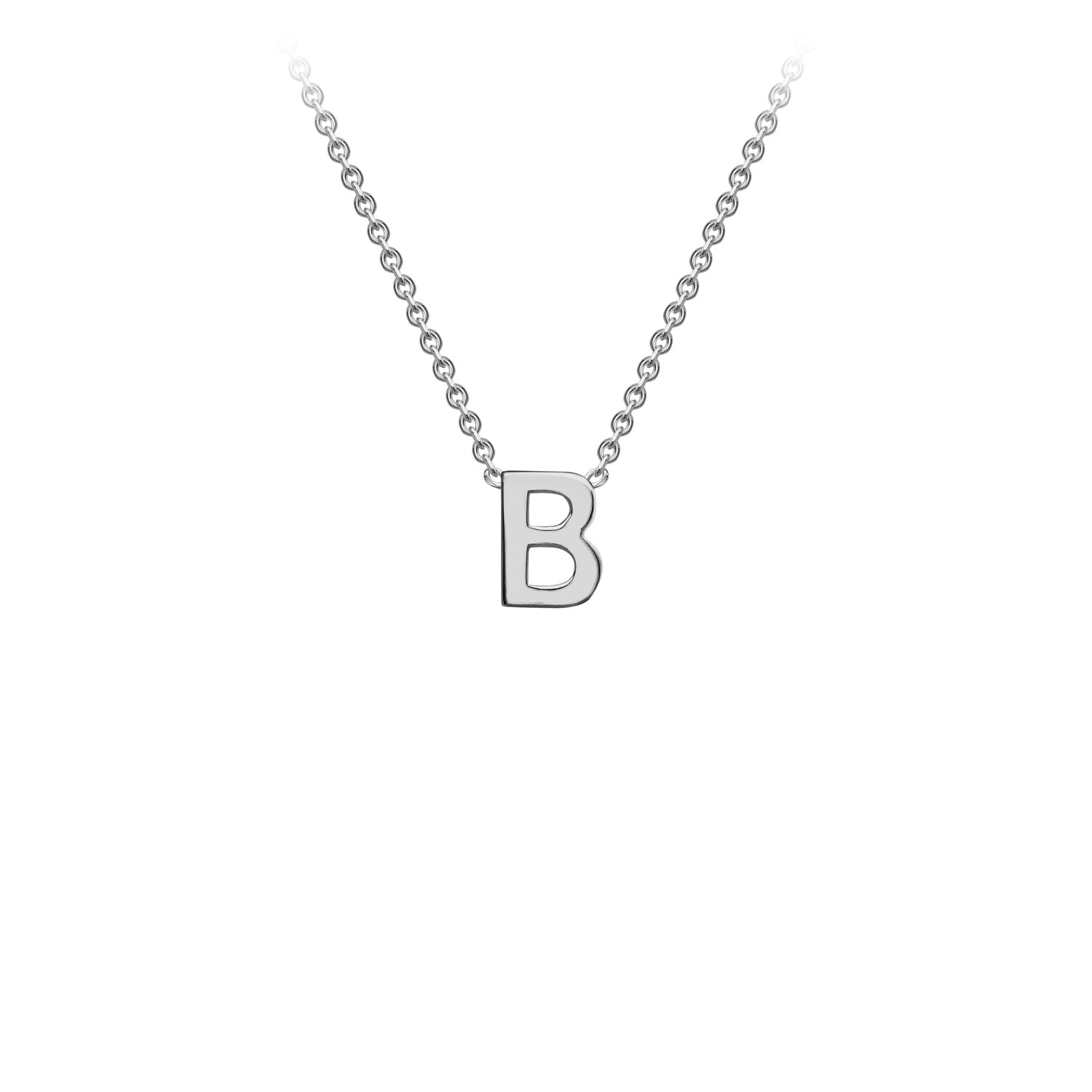 9K White Gold 'B' Initial Adjustable Letter Necklace 38/43cm