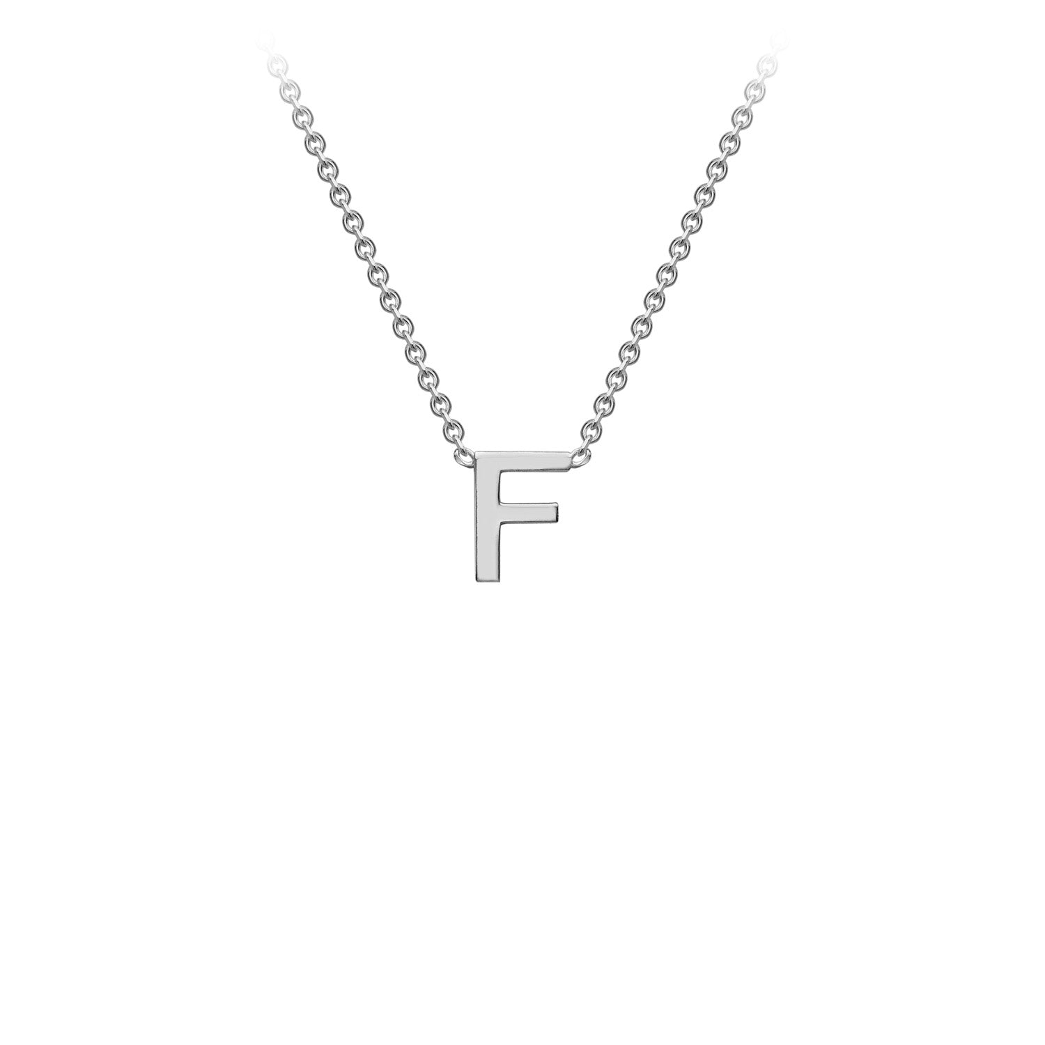 9K White Gold 'F' Initial Adjustable Letter Necklace 38/43cm