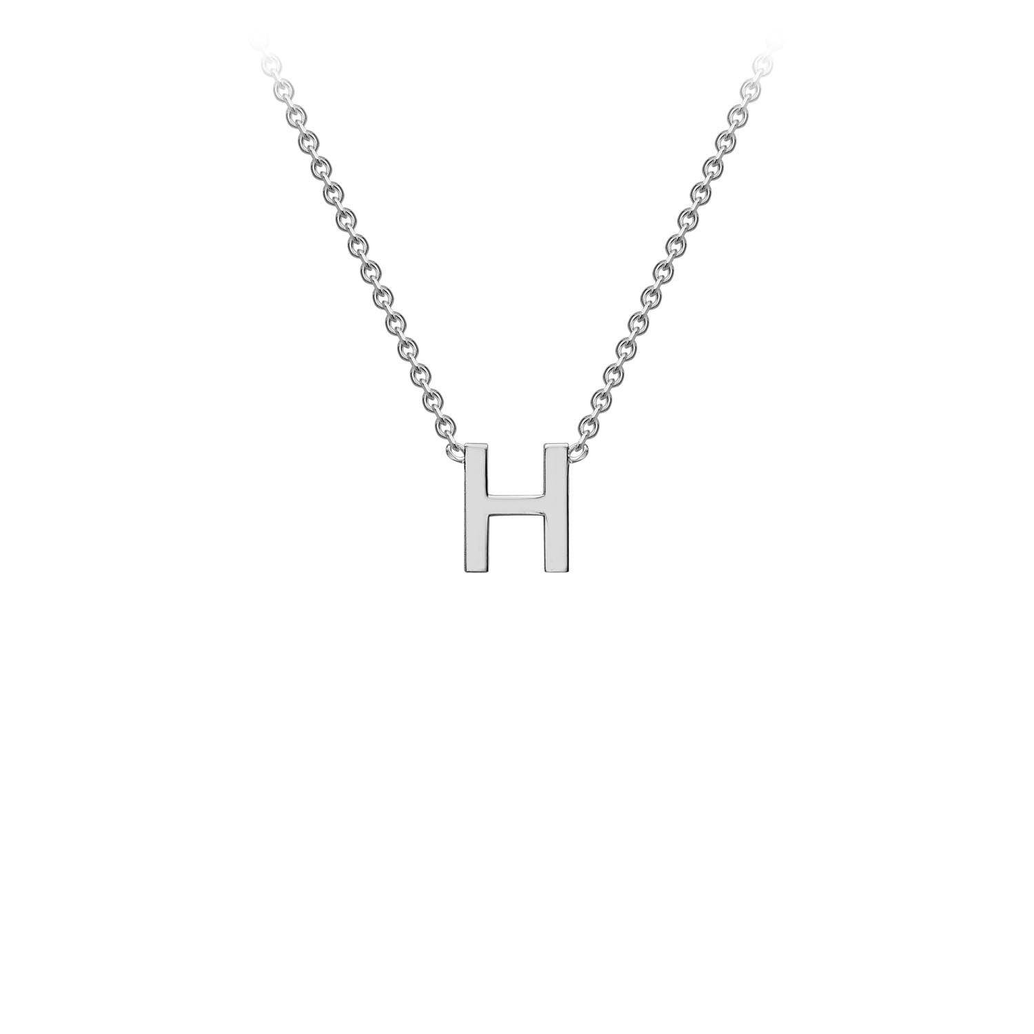 9K White Gold 'H' Initial Adjustable Letter Necklace 38/43cm