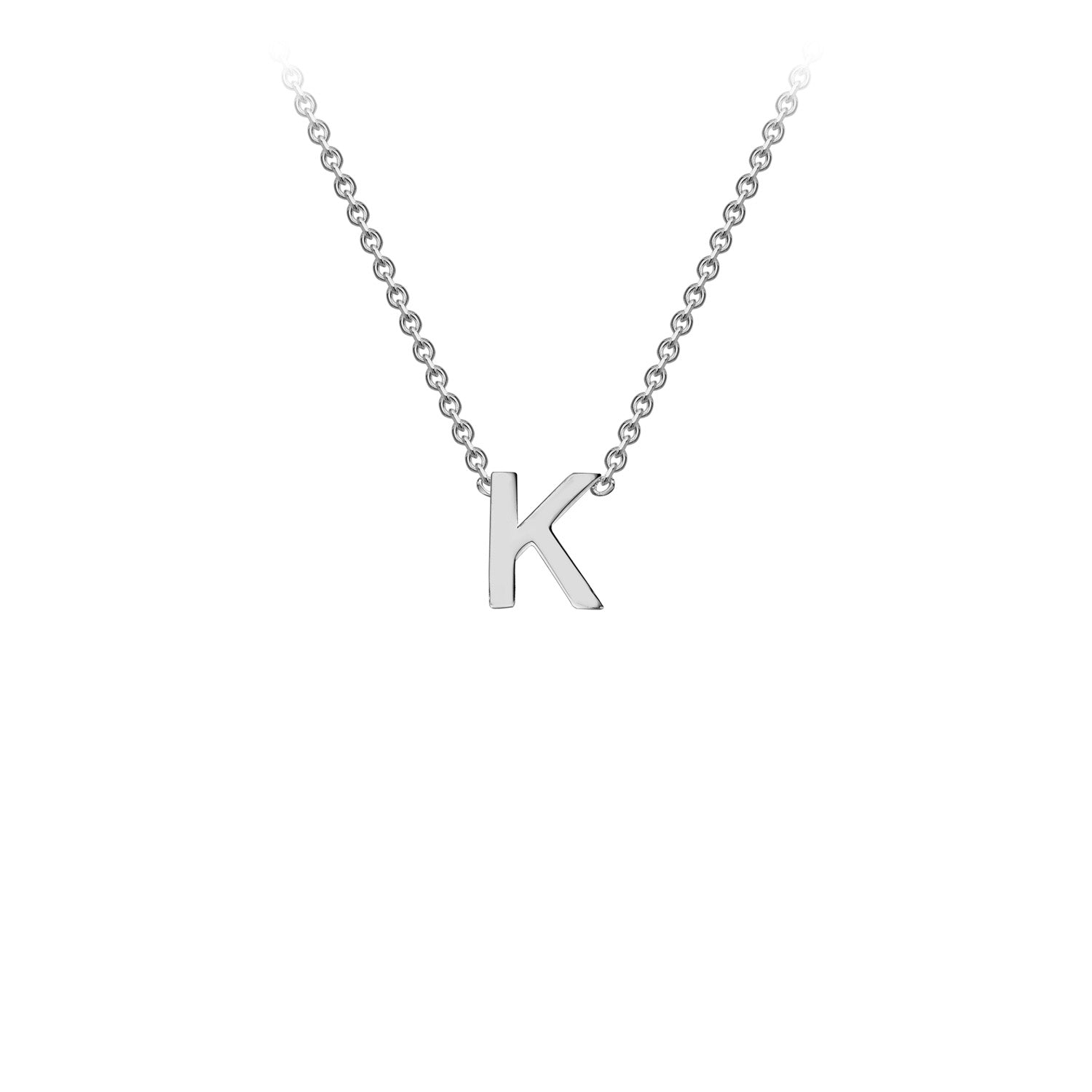 9K White Gold 'K' Initial Adjustable Letter Necklace 38/43cm