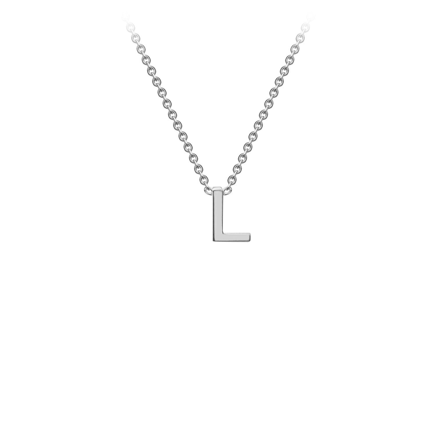 9K White Gold 'L' Initial Adjustable Letter Necklace 38/43cm