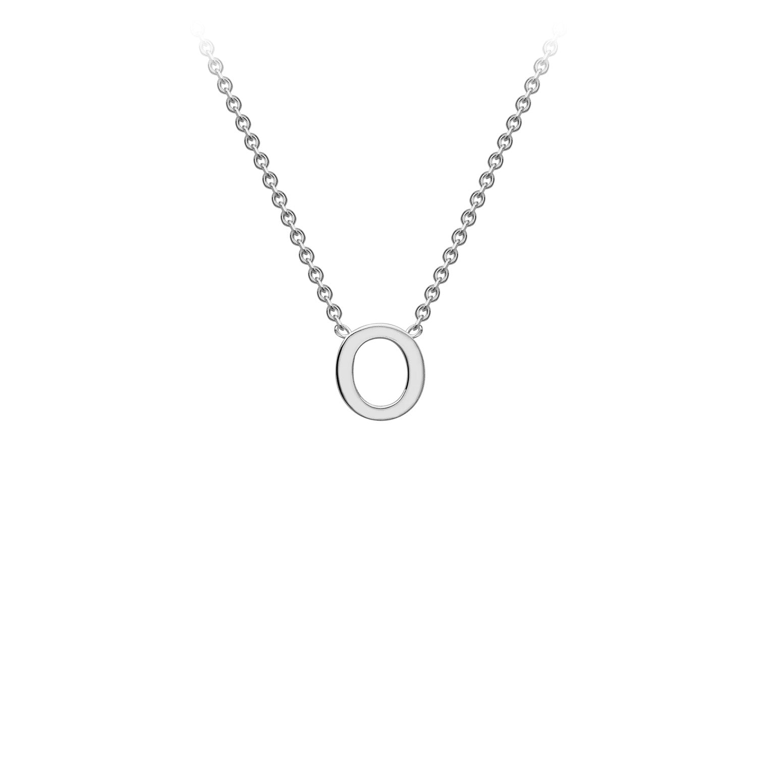 9K White Gold 'O' Initial Adjustable Letter Necklace 38/43cm