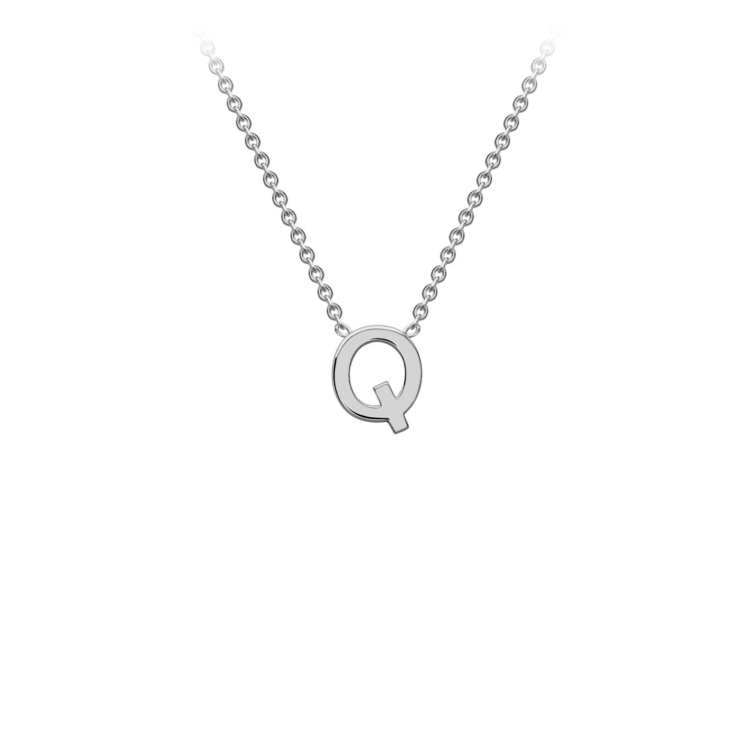 9K White Gold 'Q' Initial Adjustable Letter Necklace 38/43cm