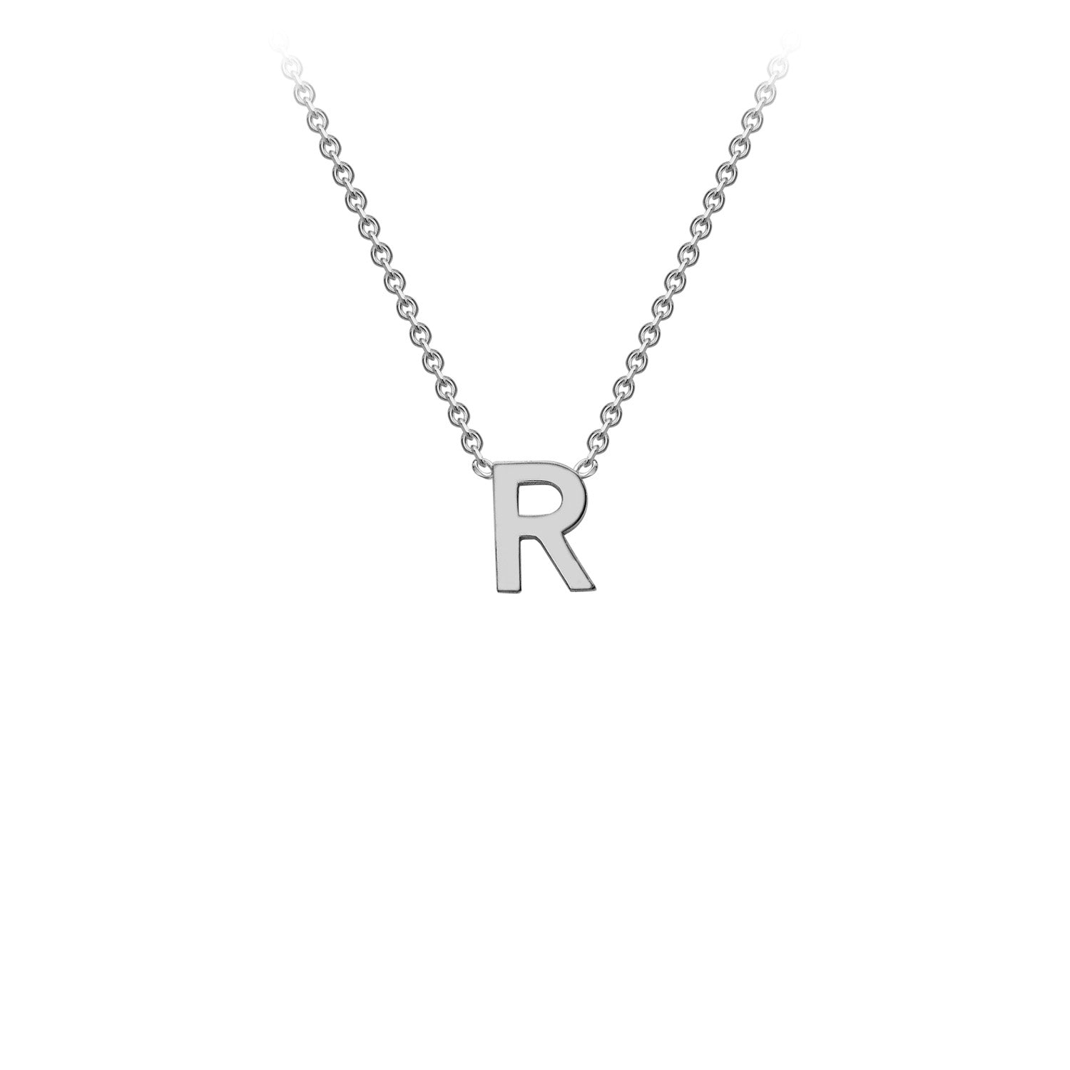 9K White Gold 'R' Initial Adjustable Letter Necklace 38/43cm
