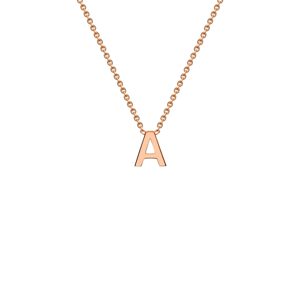 9K Rose Gold 'A' Initial Adjustable Letter Necklace 38/43cm