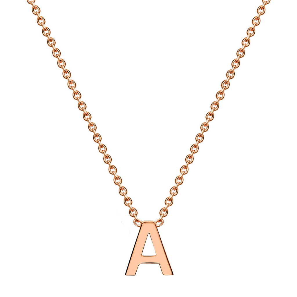 9K Rose Gold 'A' Initial Adjustable Letter Necklace 38/43cm