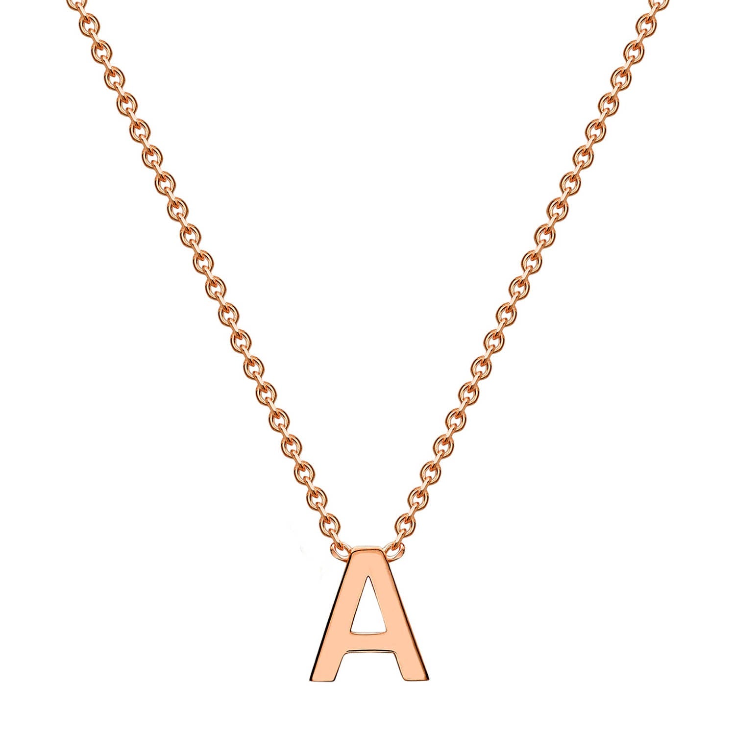 9K Rose Gold 'A' Initial Adjustable Letter Necklace 38/43cm