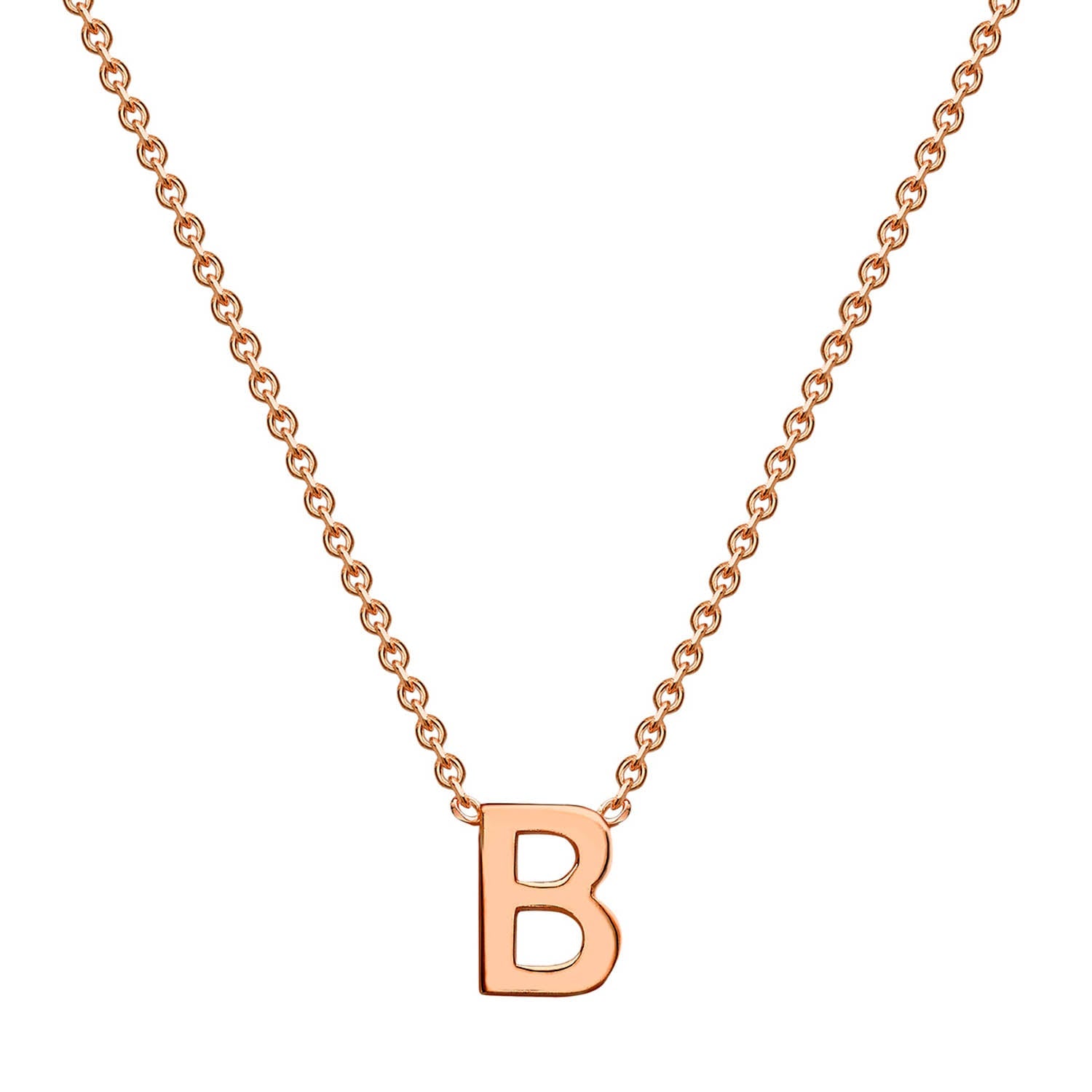 9K Rose Gold 'B' Initial Adjustable Letter Necklace 38/43cm